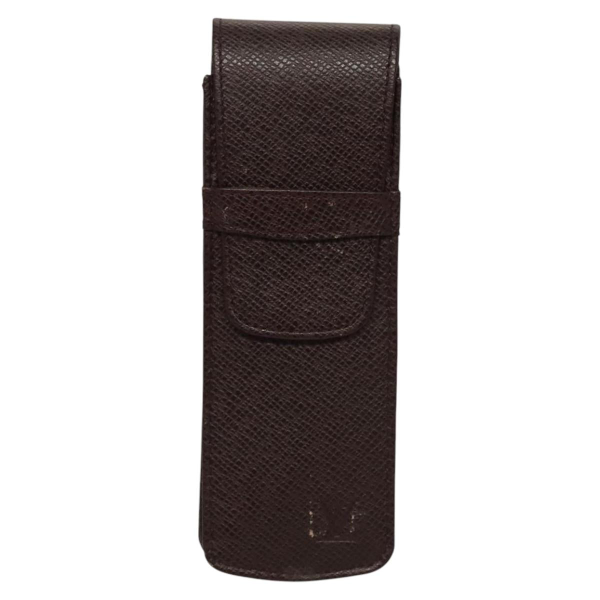 LOUIS VUITTON Taiga Dog Solo Pen Case Acajou LV Auth bs24147