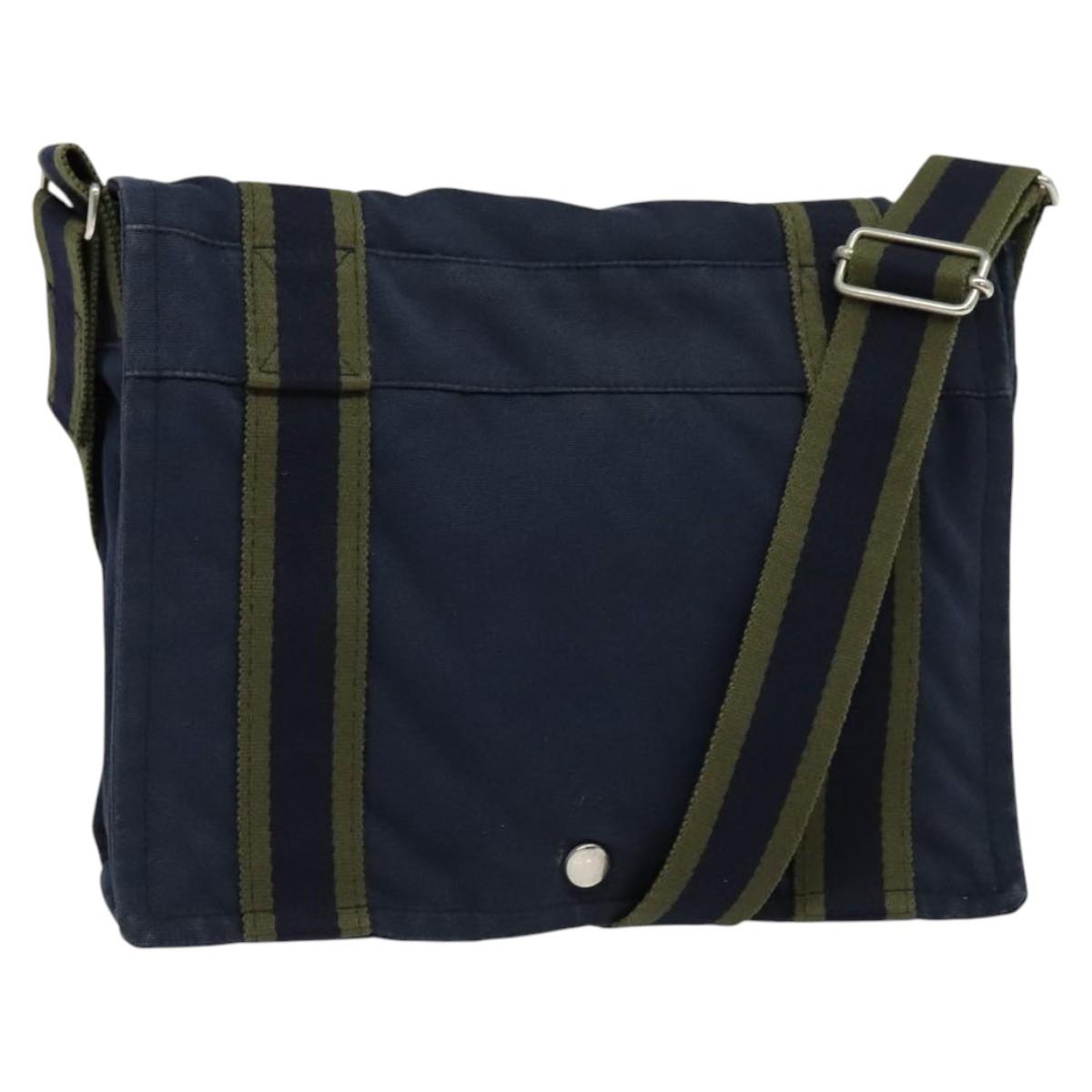 HERMES Fourre Tout Bassas PM Shoulder Bag Canvas Navy Auth bs24154