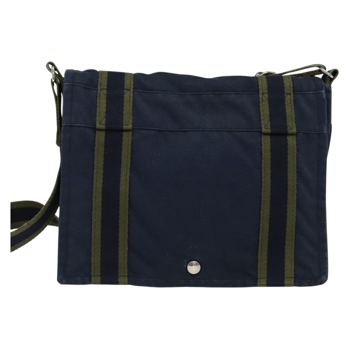 HERMES Fourre Tout Bassas PM Shoulder Bag Canvas Navy Auth bs24154