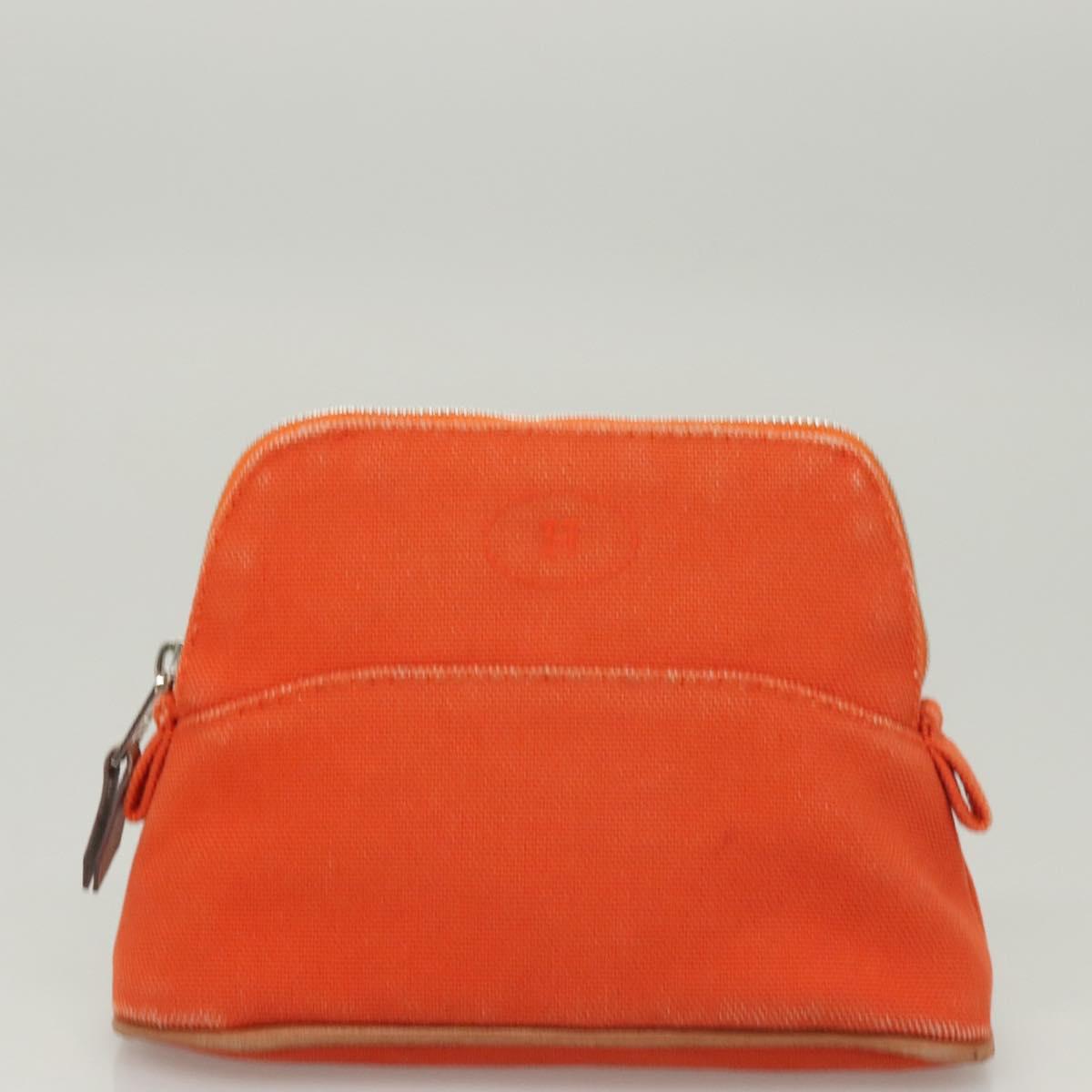 HERMES Bolide Pouch Canvas 2Set Orange Brown Auth bs24160