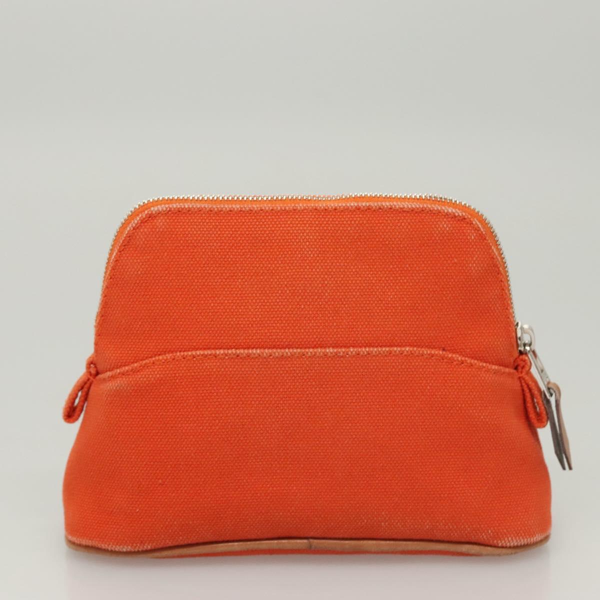 HERMES Bolide Pouch Canvas 2Set Orange Brown Auth bs24160