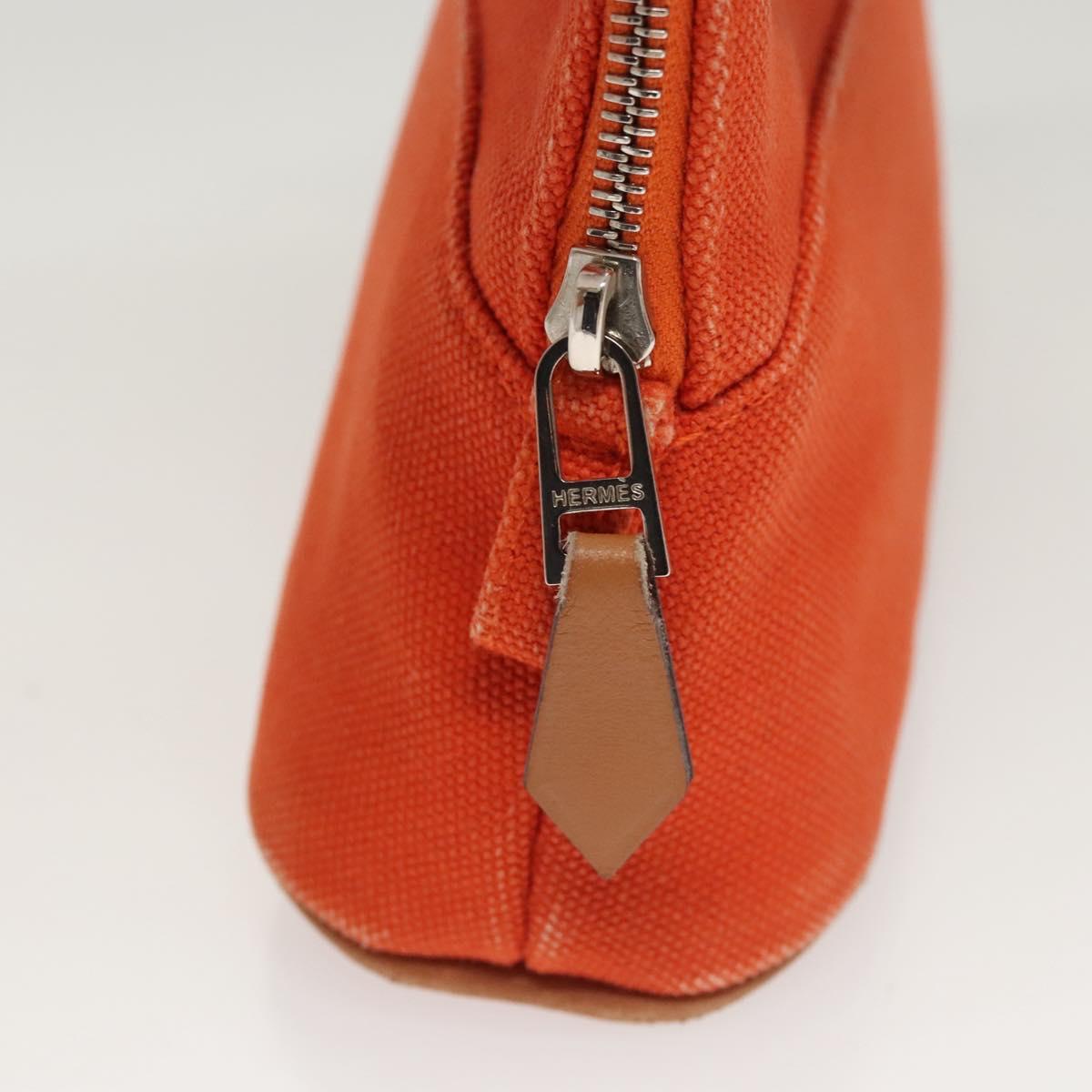 HERMES Bolide Pouch Canvas 2Set Orange Brown Auth bs24160