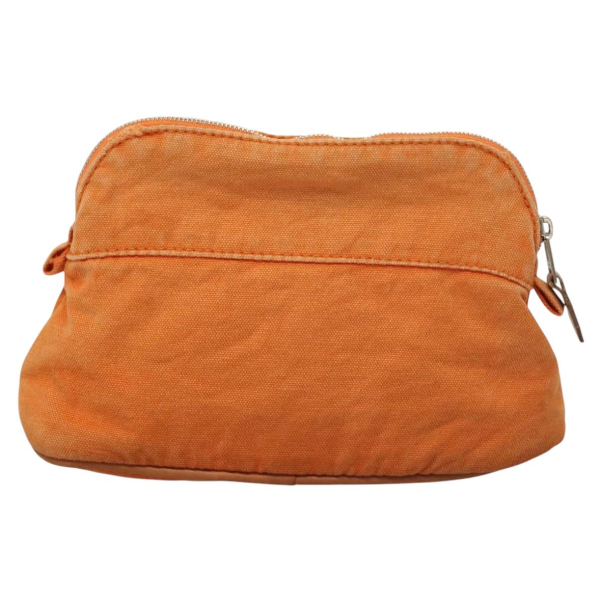 HERMES Bolide Pouch Canvas 2Set Orange Brown Auth bs24160