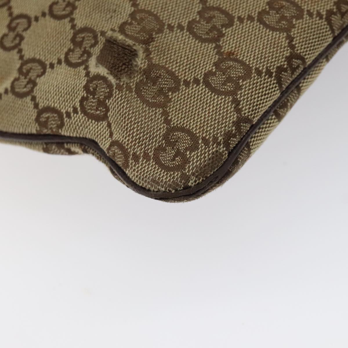 GUCCI GG Canvas Shoulder Bag Beige Silver 113013 Auth bs24169