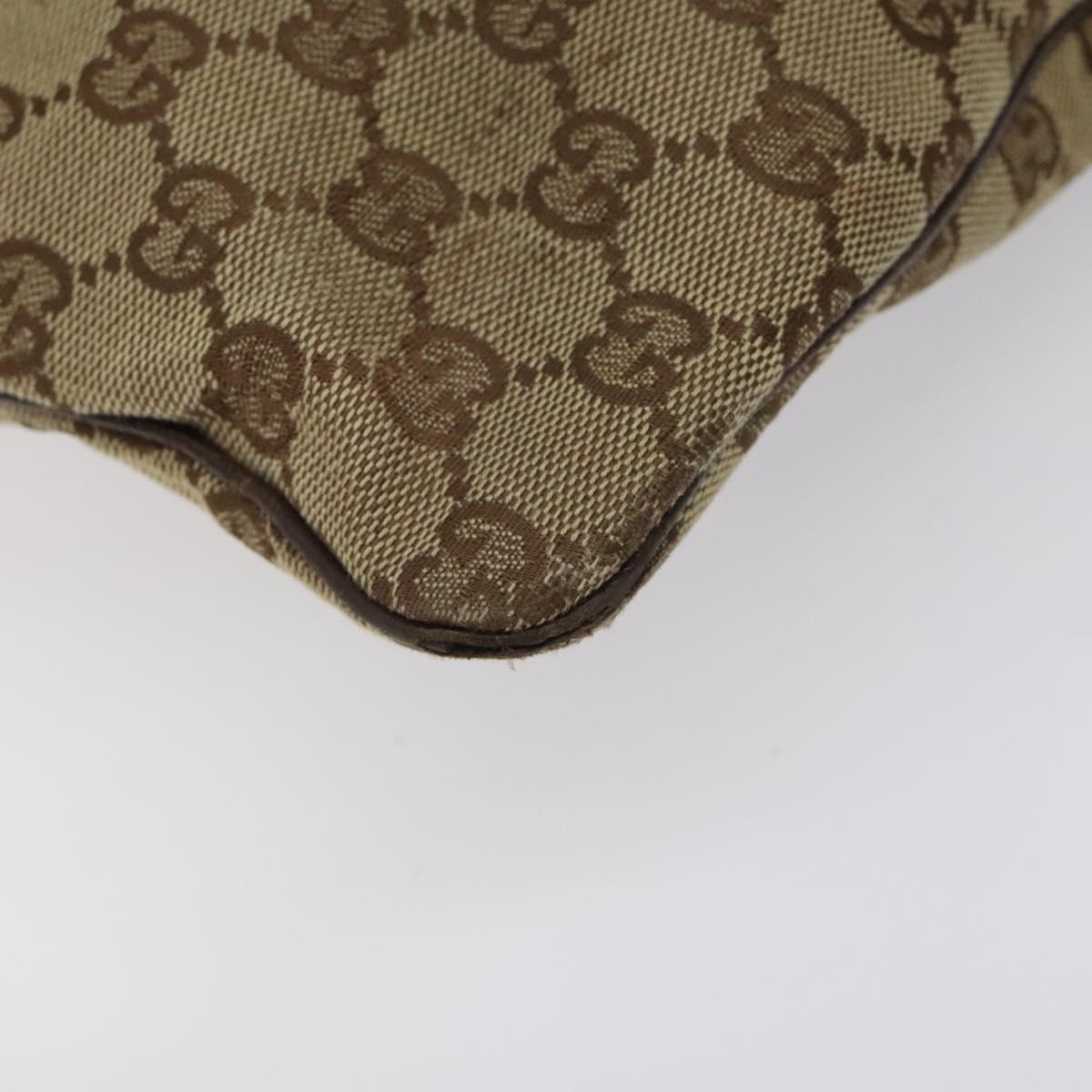 GUCCI GG Canvas Shoulder Bag Beige Silver 113013 Auth bs24169