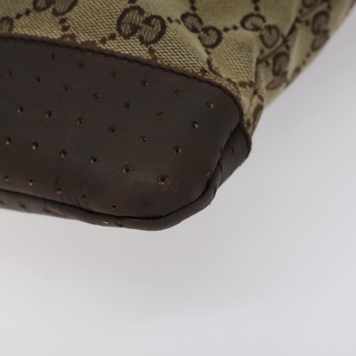 GUCCI GG Canvas Shoulder Bag Beige Silver 145856 Auth bs24170