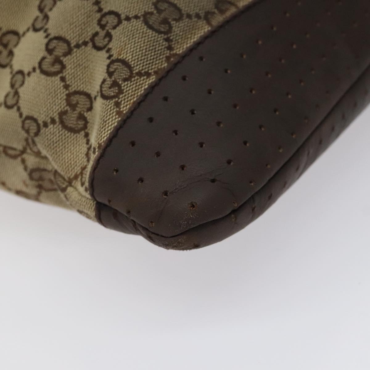GUCCI GG Canvas Shoulder Bag Beige Silver 145856 Auth bs24170