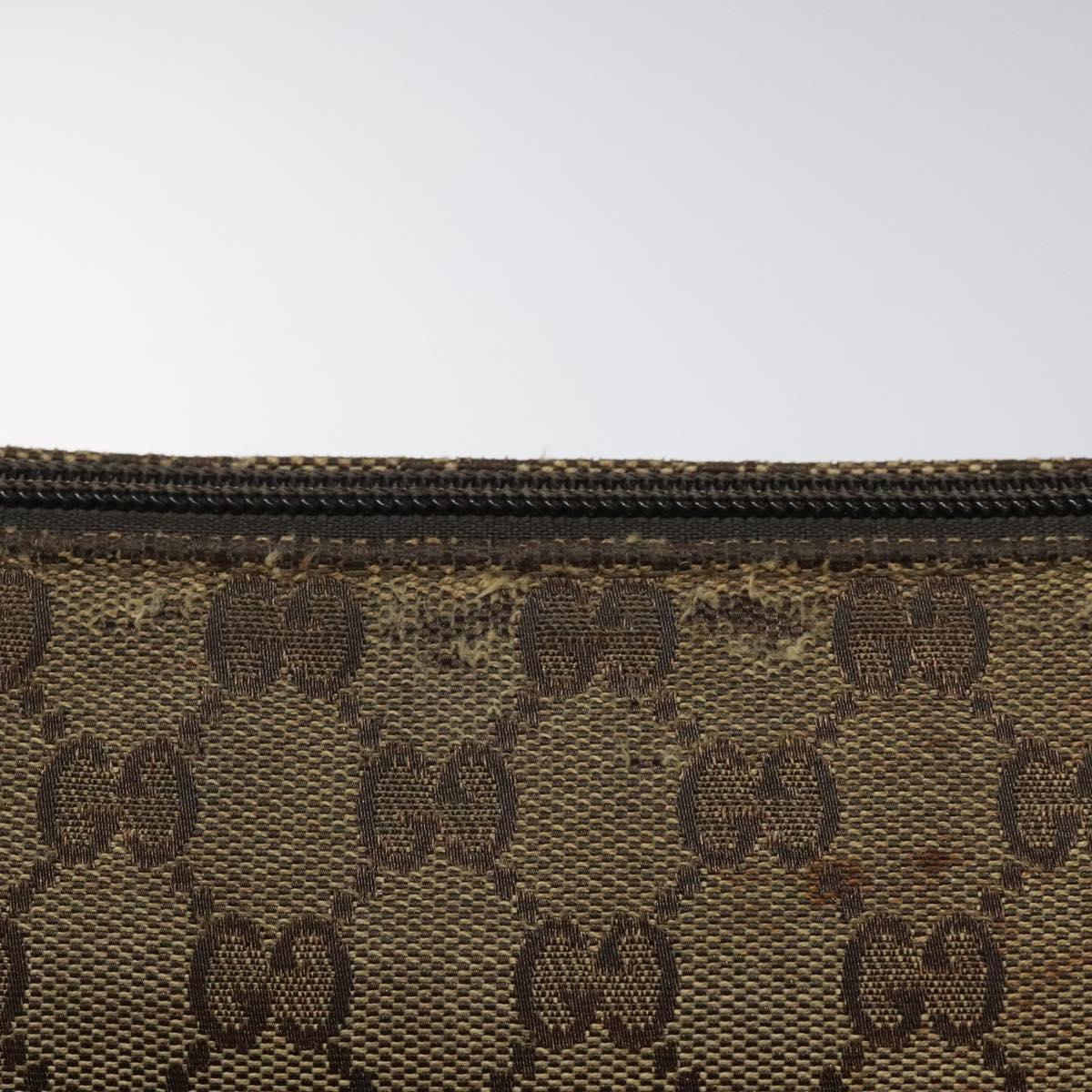 GUCCI GG Canvas Shoulder Bag Beige Silver 145856 Auth bs24170