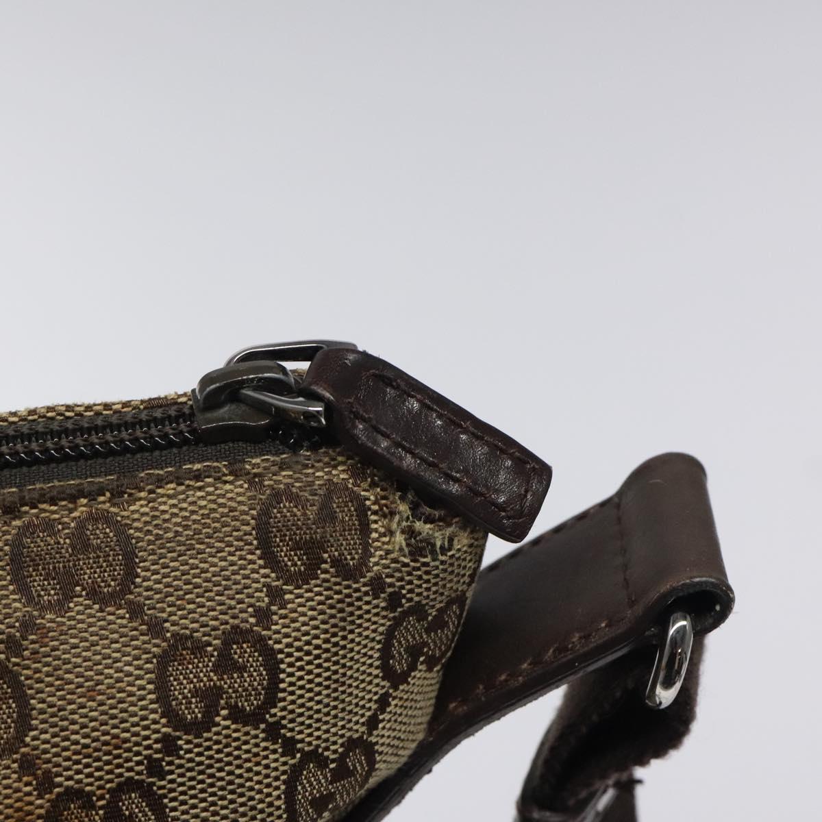 GUCCI GG Canvas Shoulder Bag Beige Silver 145856 Auth bs24170