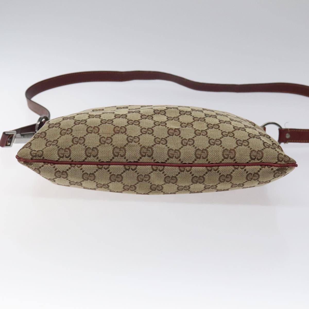 GUCCI GG Canvas Shoulder Bag Beige Silver 113013 Auth bs24171
