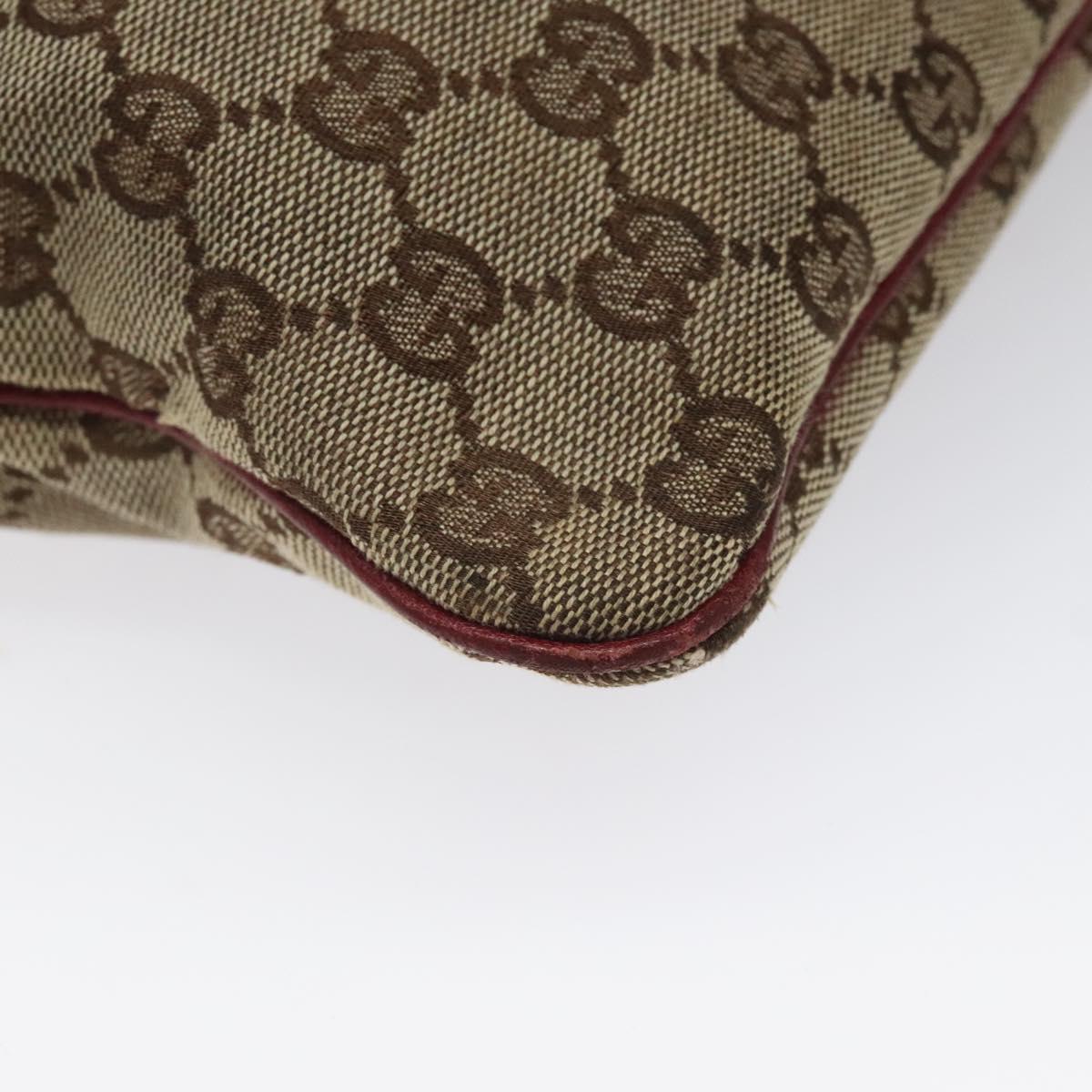 GUCCI GG Canvas Shoulder Bag Beige Silver 113013 Auth bs24171