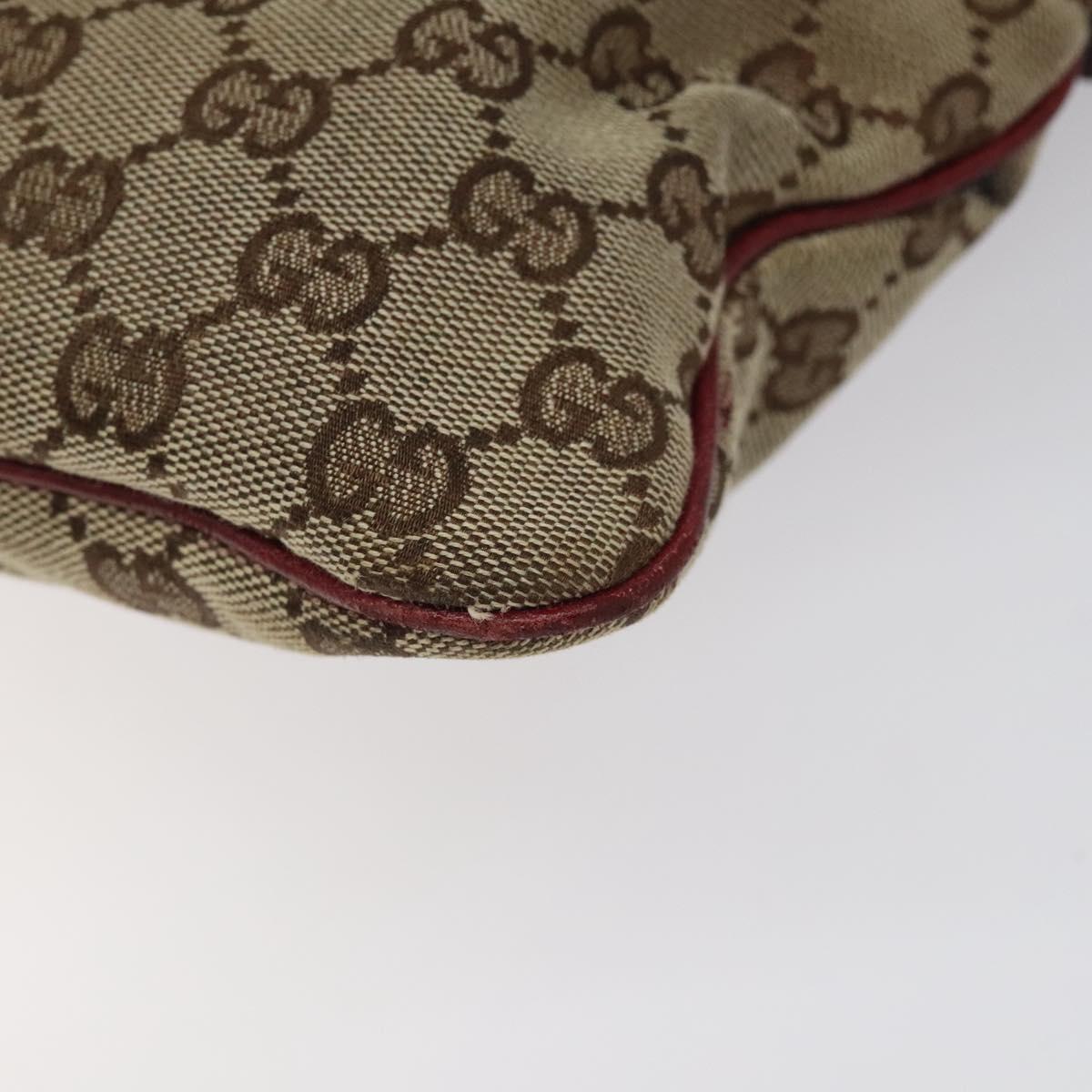 GUCCI GG Canvas Shoulder Bag Beige Silver 113013 Auth bs24171