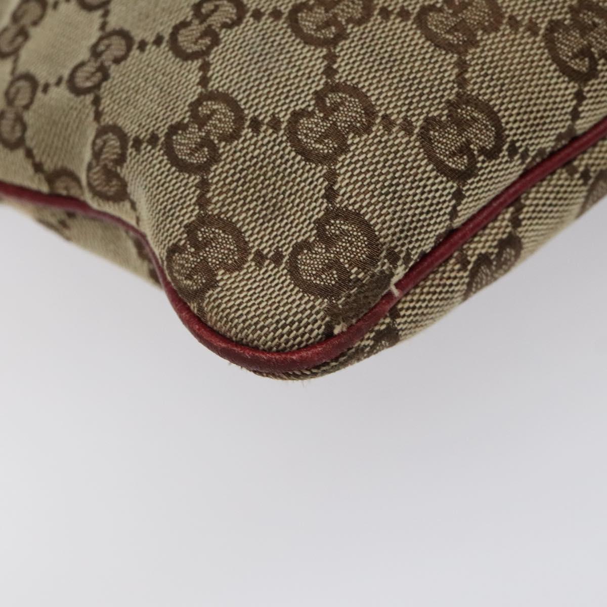 GUCCI GG Canvas Shoulder Bag Beige Silver 113013 Auth bs24171