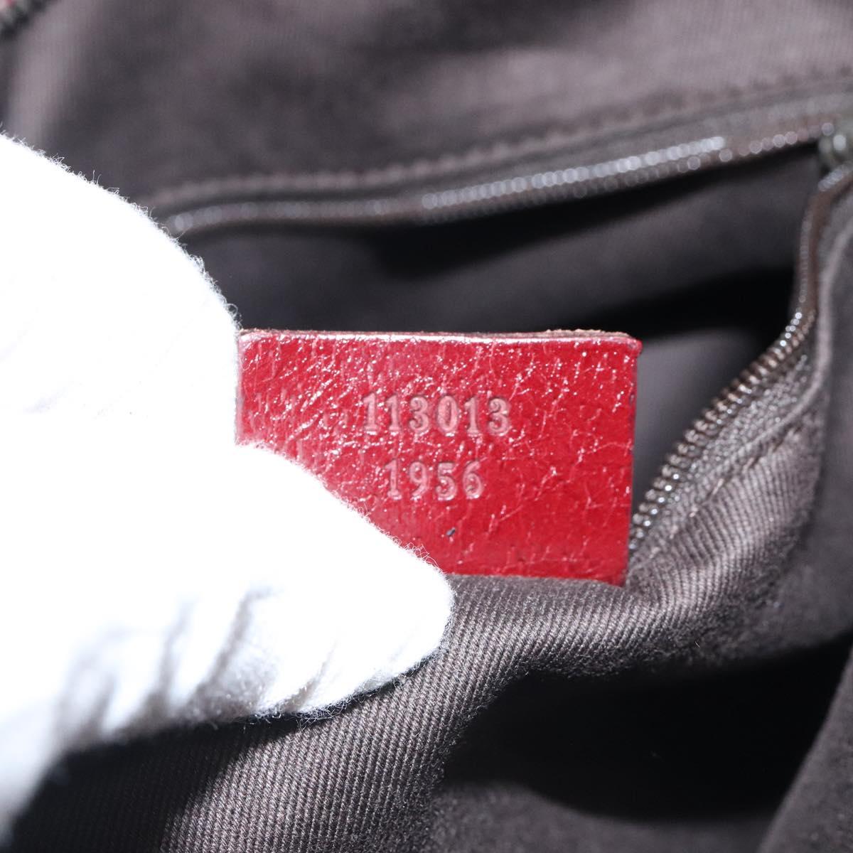 GUCCI GG Canvas Shoulder Bag Beige Silver 113013 Auth bs24171