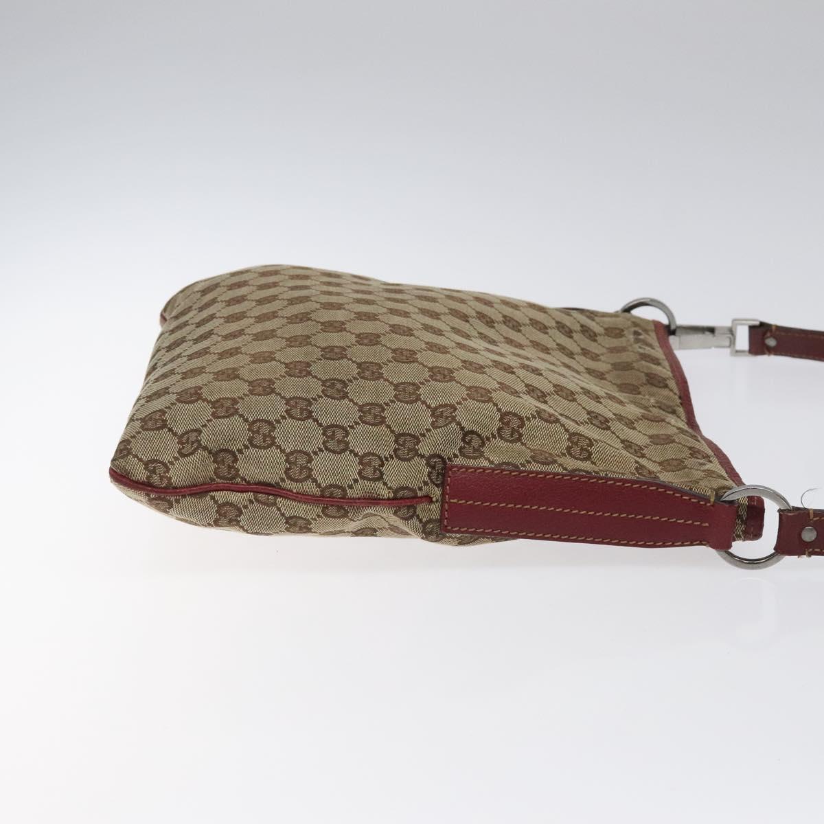GUCCI GG Canvas Shoulder Bag Beige Silver 113013 Auth bs24171