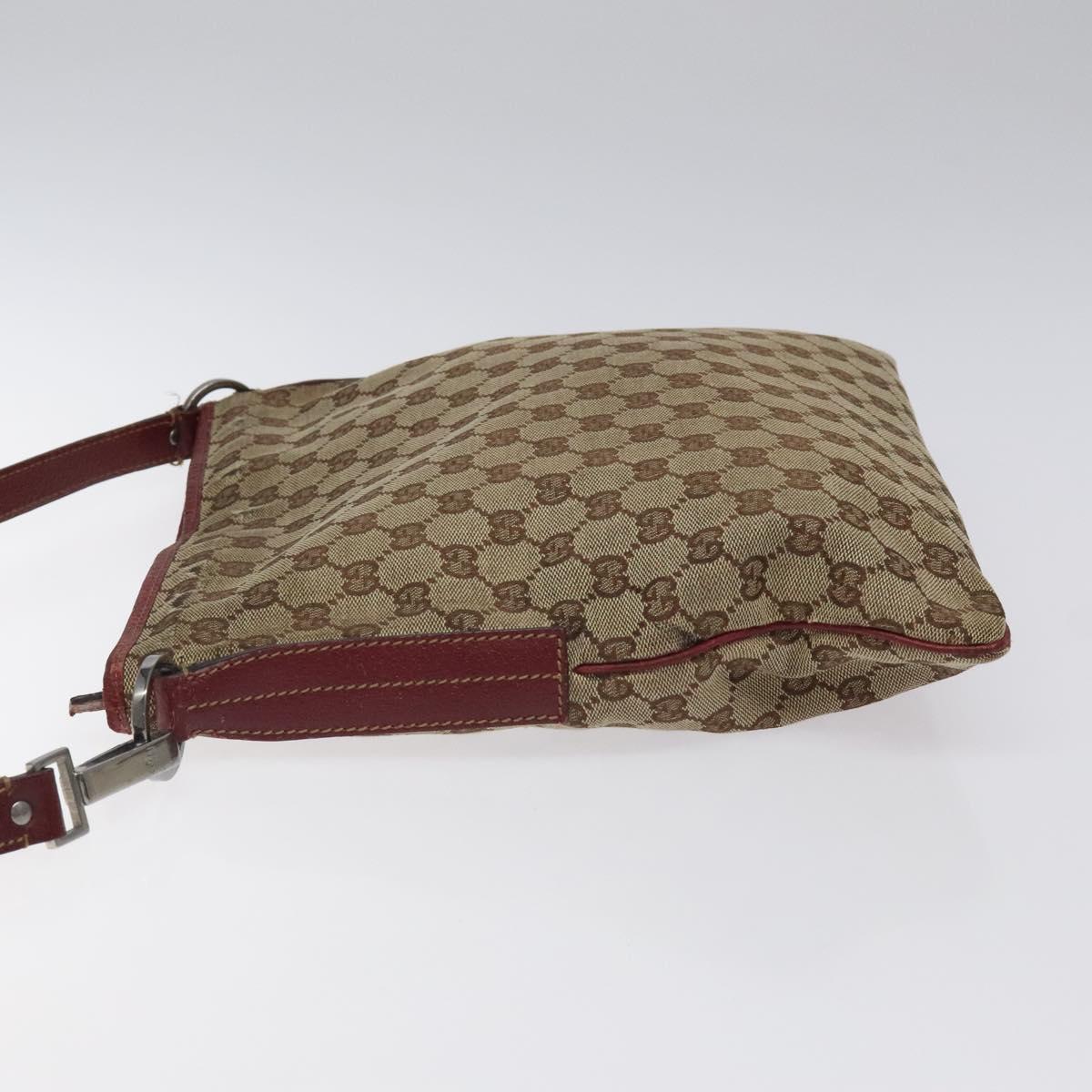 GUCCI GG Canvas Shoulder Bag Beige Silver 113013 Auth bs24171