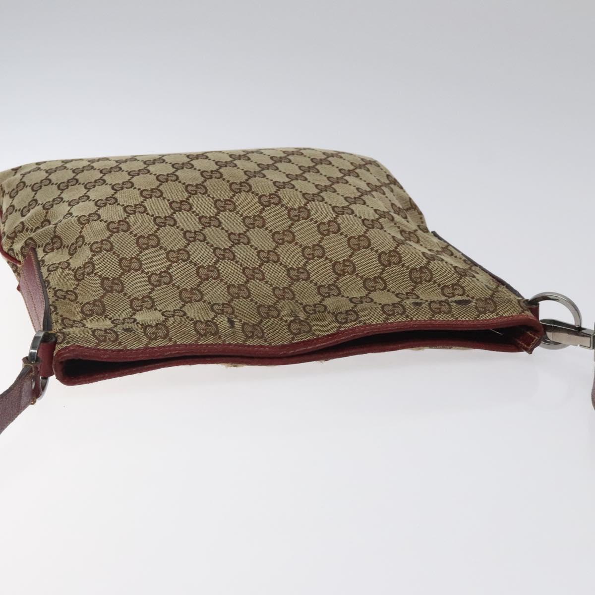 GUCCI GG Canvas Shoulder Bag Beige Silver 113013 Auth bs24171