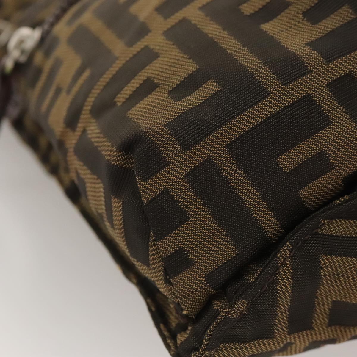 FENDI Zucca Canvas Shoulder Bag Black Brown Silver Auth bs24205