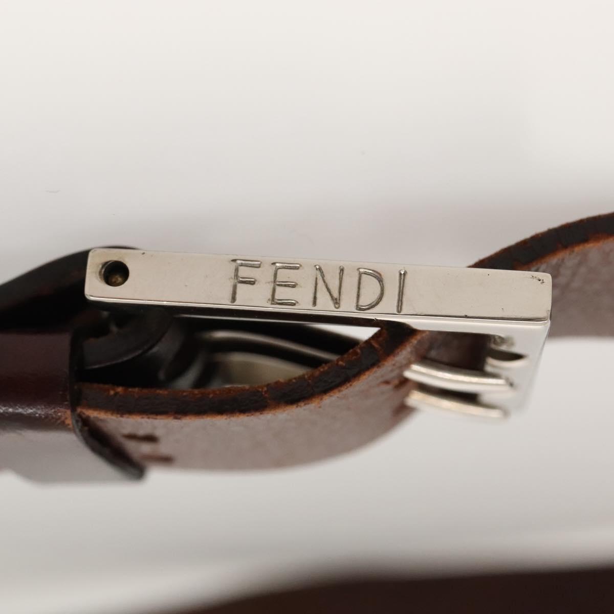 FENDI Zucca Canvas Shoulder Bag Black Brown Silver Auth bs24205
