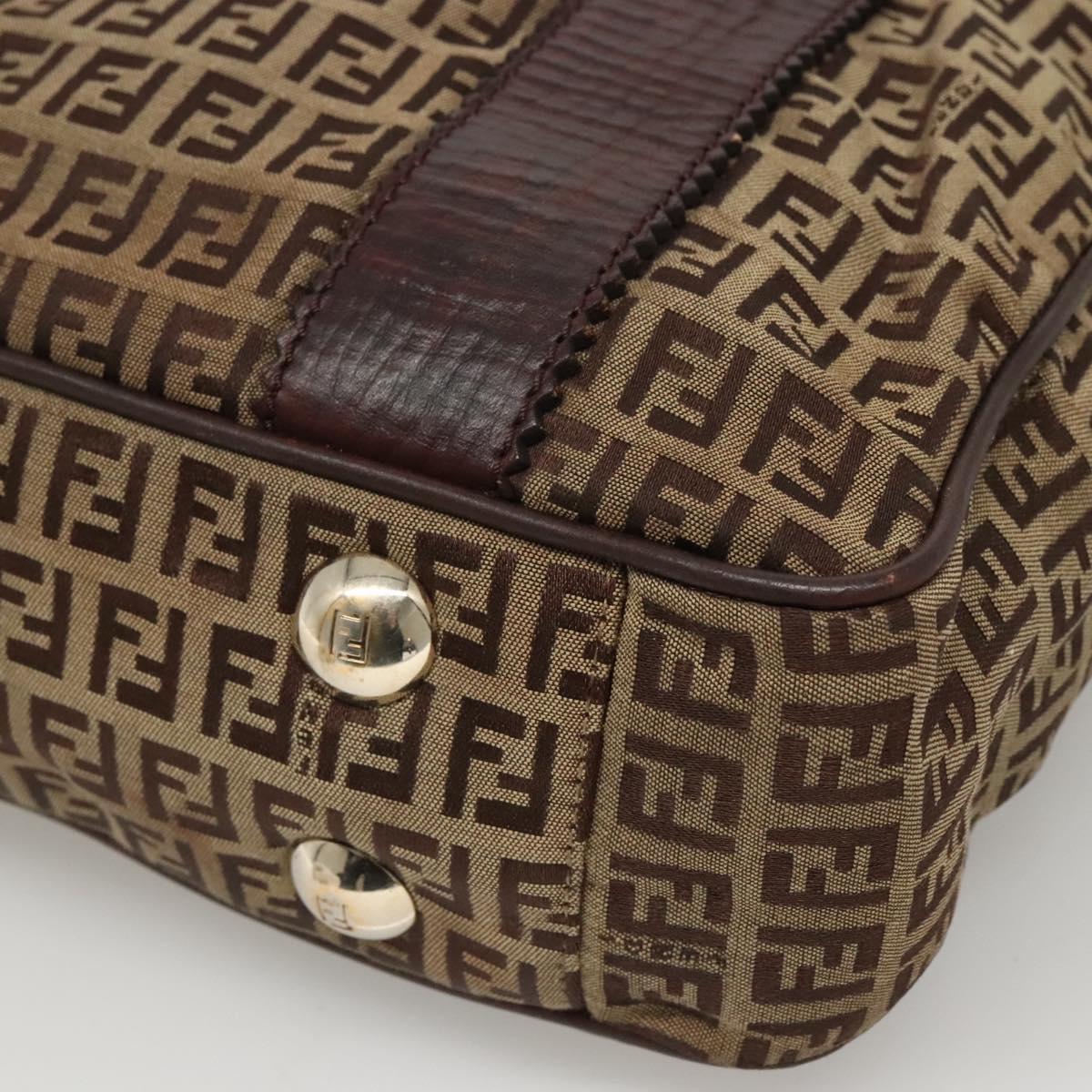 FENDI Zucchino Canvas Tote Bag Beige Gold Auth bs24207