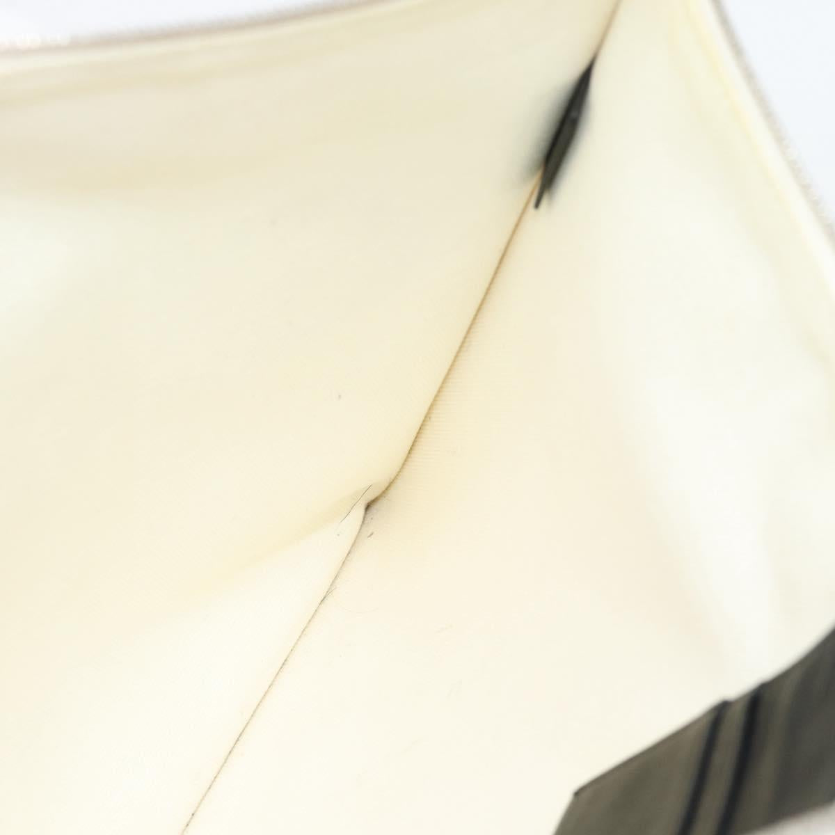 CELINE Clutch Bag Canvas White Black Auth bs24215