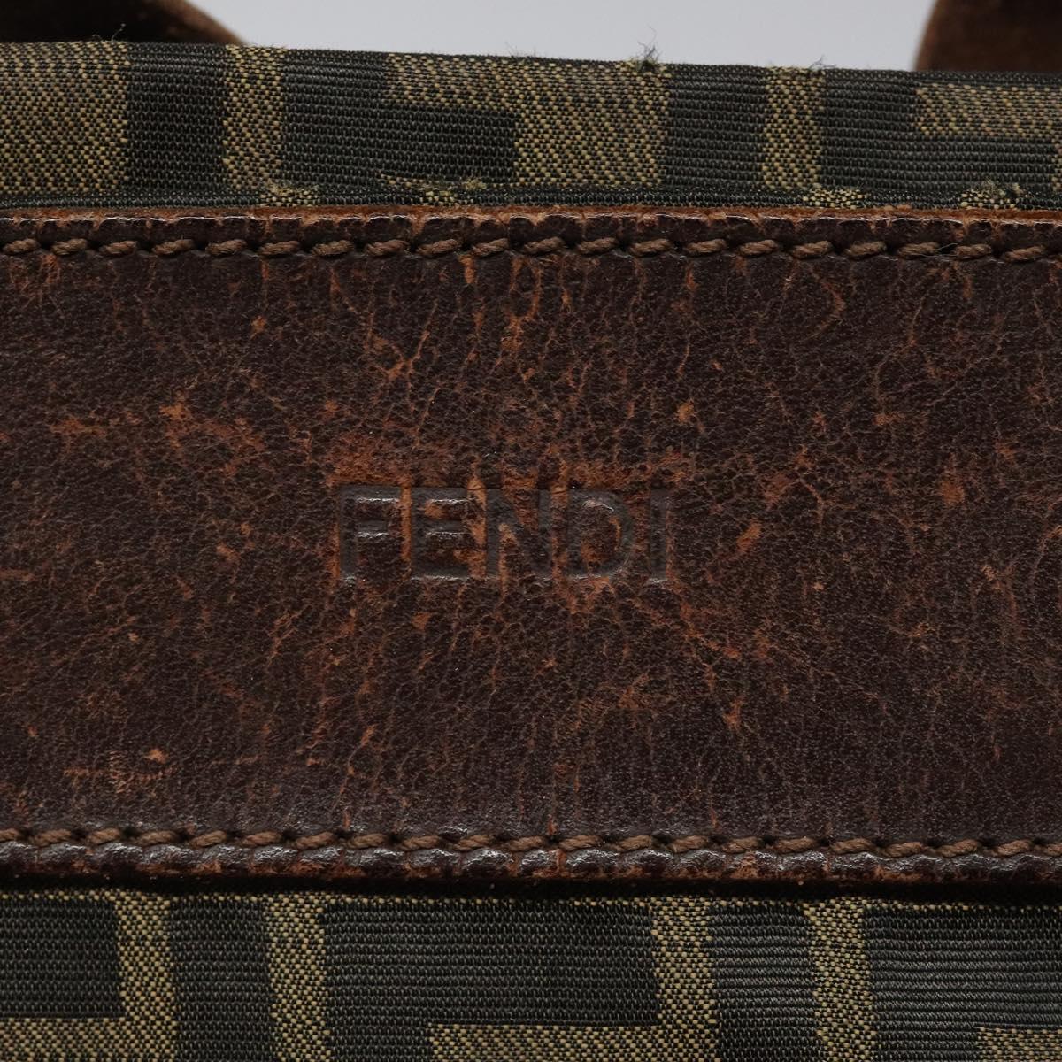 FENDI Zucca Canvas Hand Bag Black Brown Silver Auth bs24219