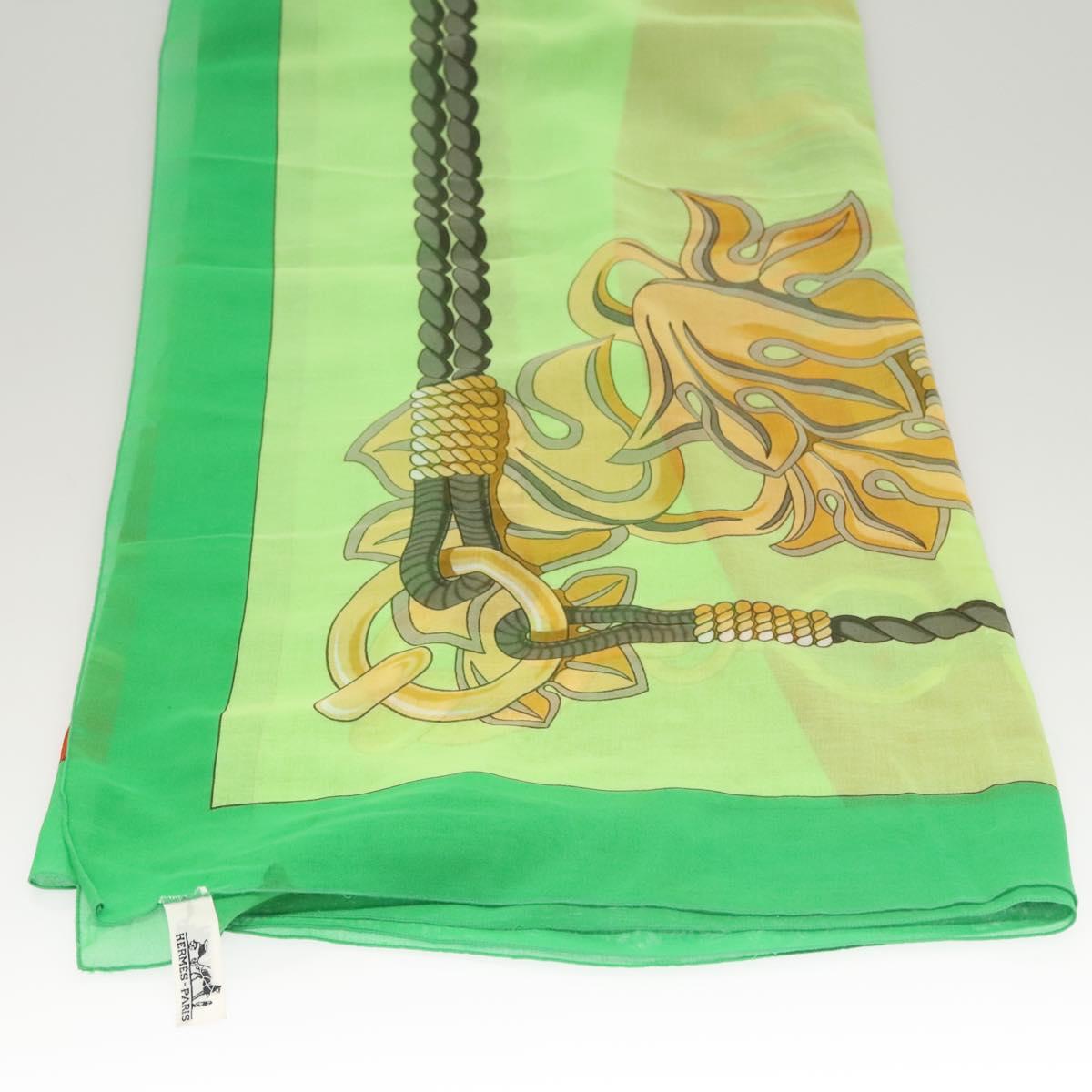 HERMES Large Format Scarf Silk Green Auth bs24222