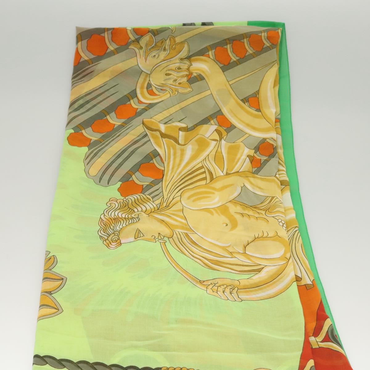 HERMES Large Format Scarf Silk Green Auth bs24222