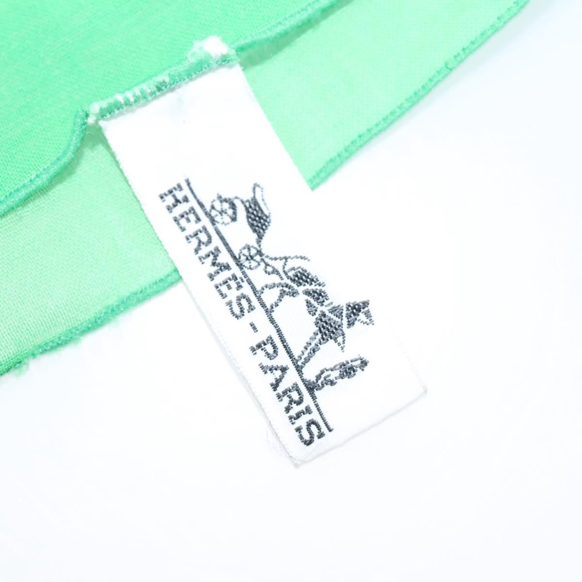 HERMES Large Format Scarf Silk Green Auth bs24222