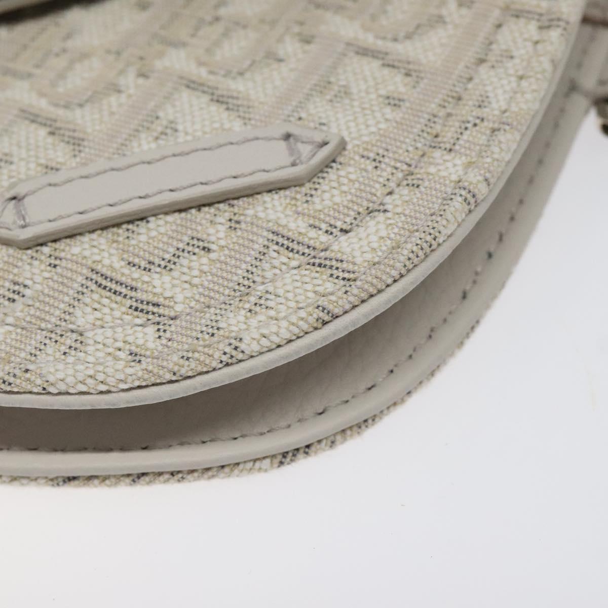 Christian Dior Trotter Canvas Saddle Clutch Bag White Silver Auth bs24225