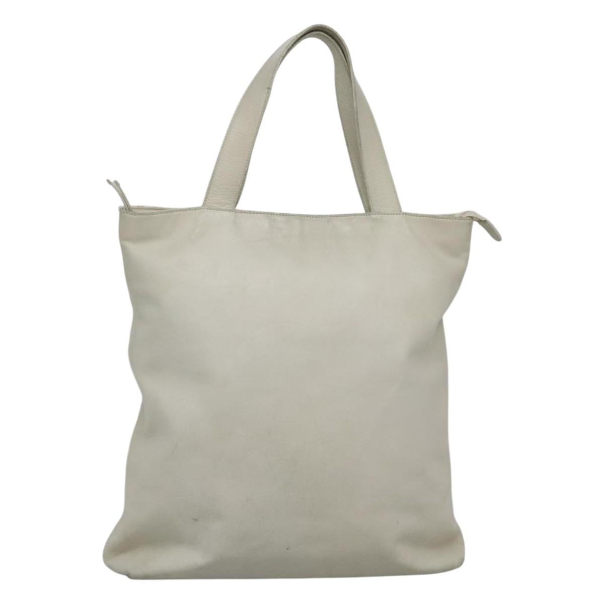 CHANEL COCO Mark Tote Bag Leather White CC Auth bs24229