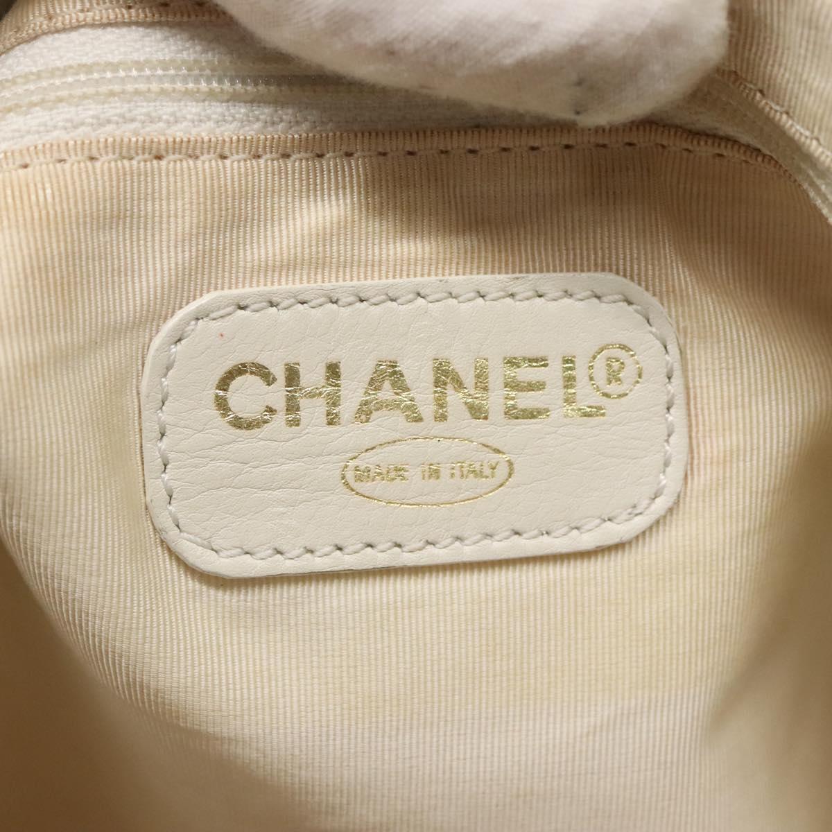CHANEL COCO Mark Tote Bag Leather White CC Auth bs24229