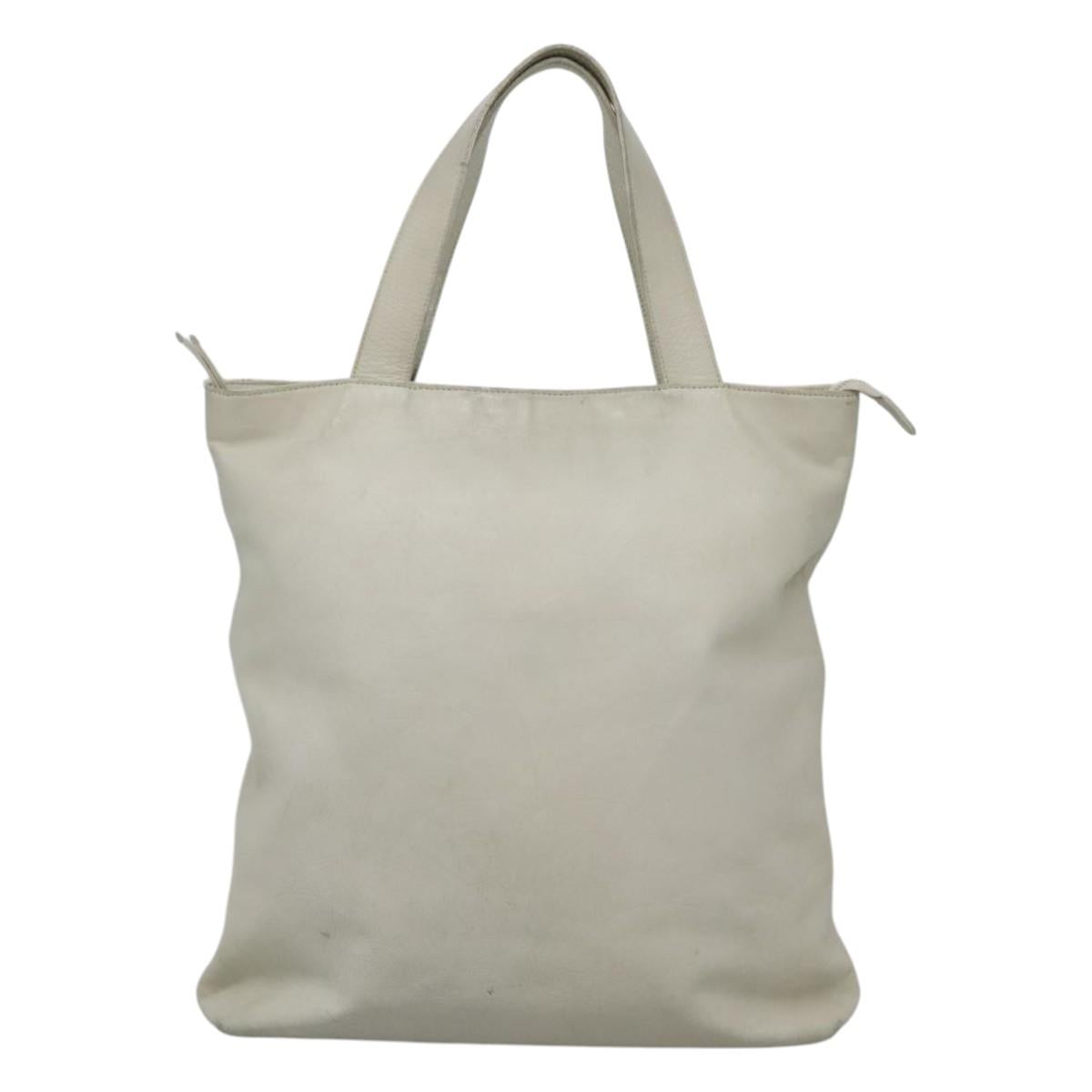 CHANEL COCO Mark Tote Bag Leather White CC Auth bs24229