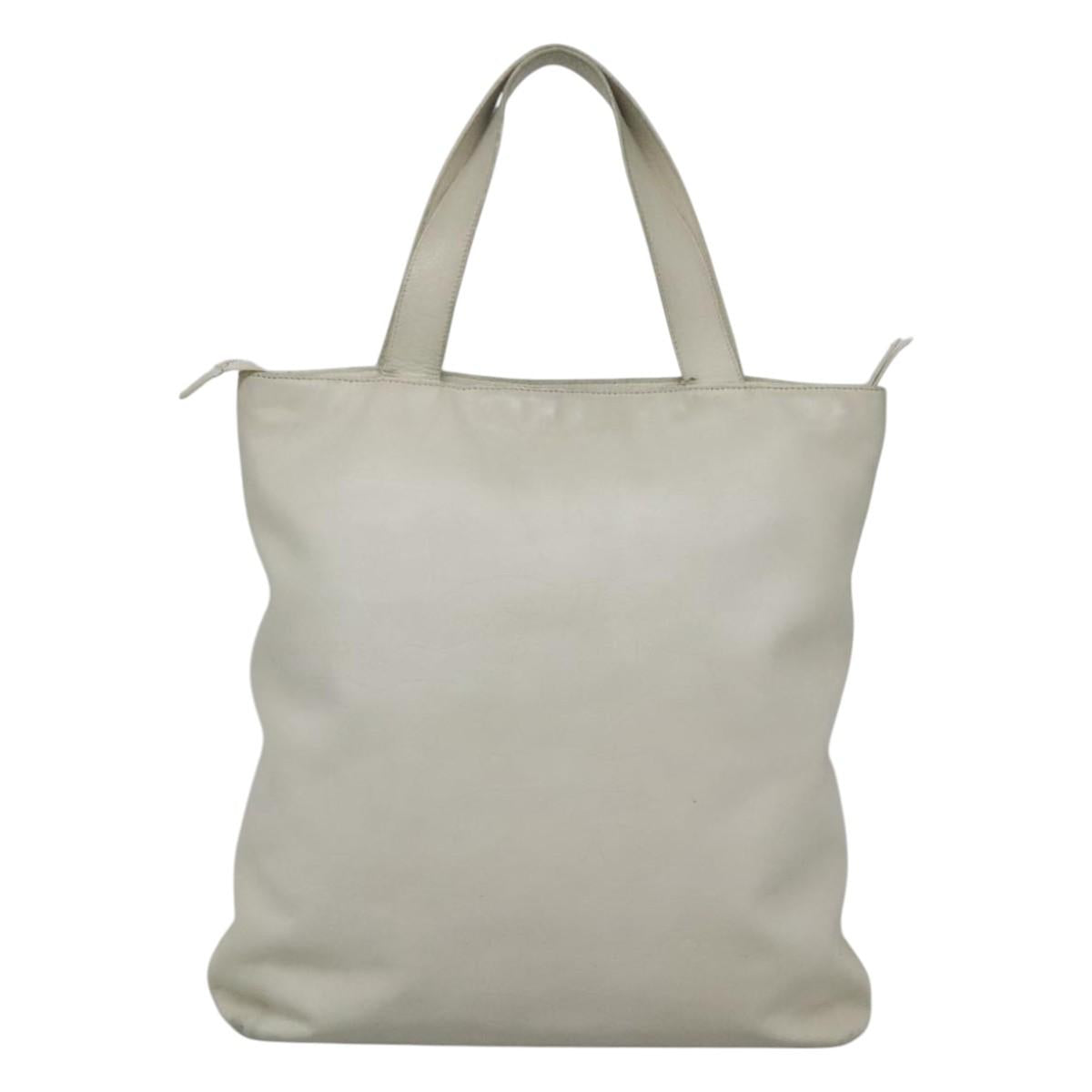 CHANEL COCO Mark Tote Bag Leather White CC Auth bs24229