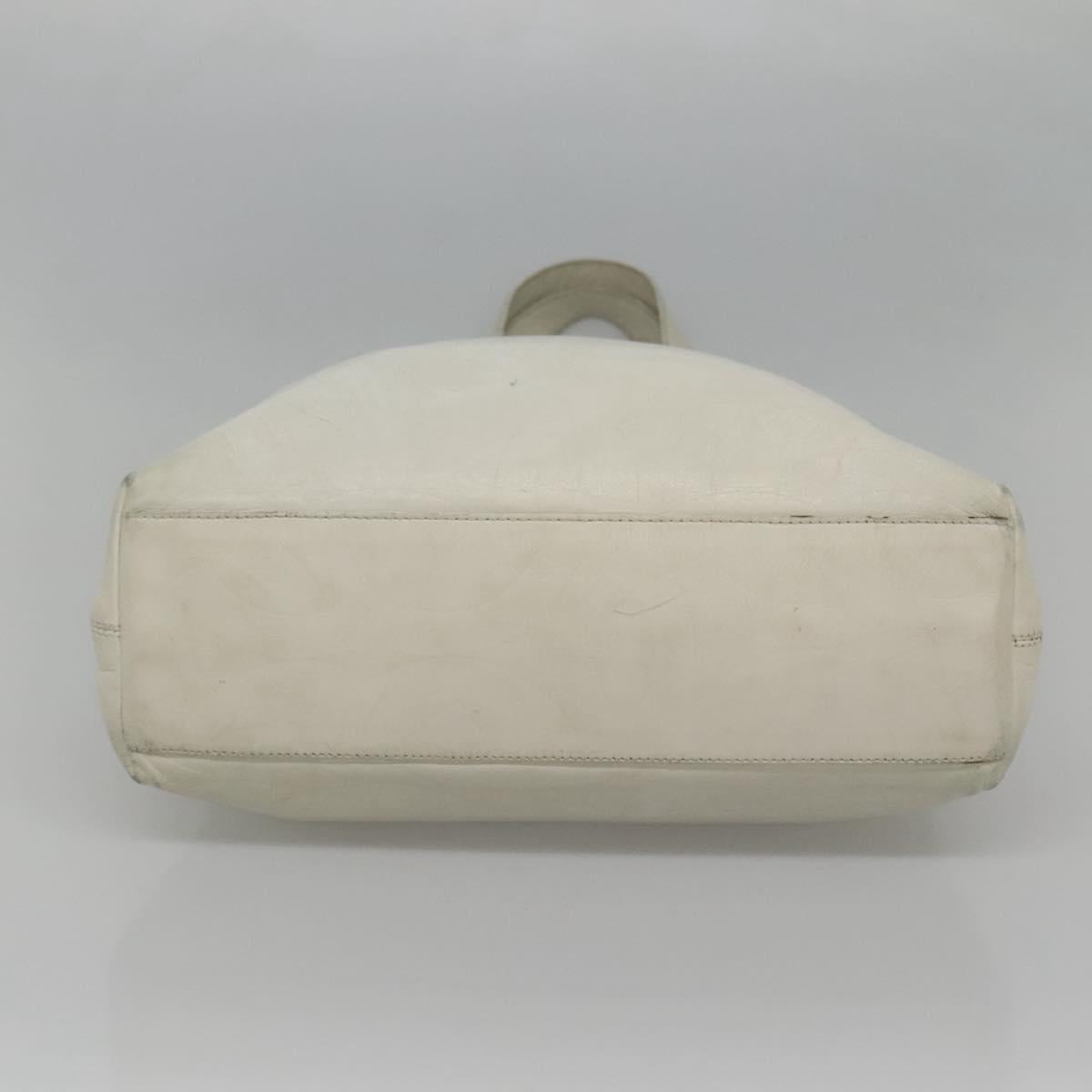 CHANEL COCO Mark Tote Bag Leather White CC Auth bs24229
