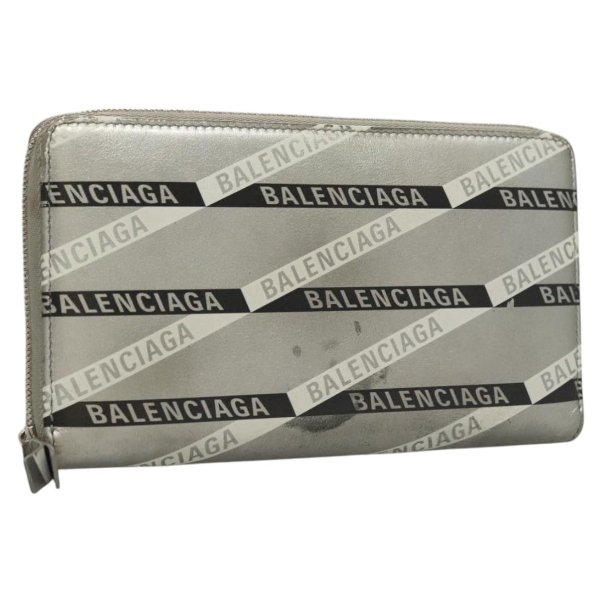 BALENCIAGA Wallet Leather Silver 551935 Auth bs24240