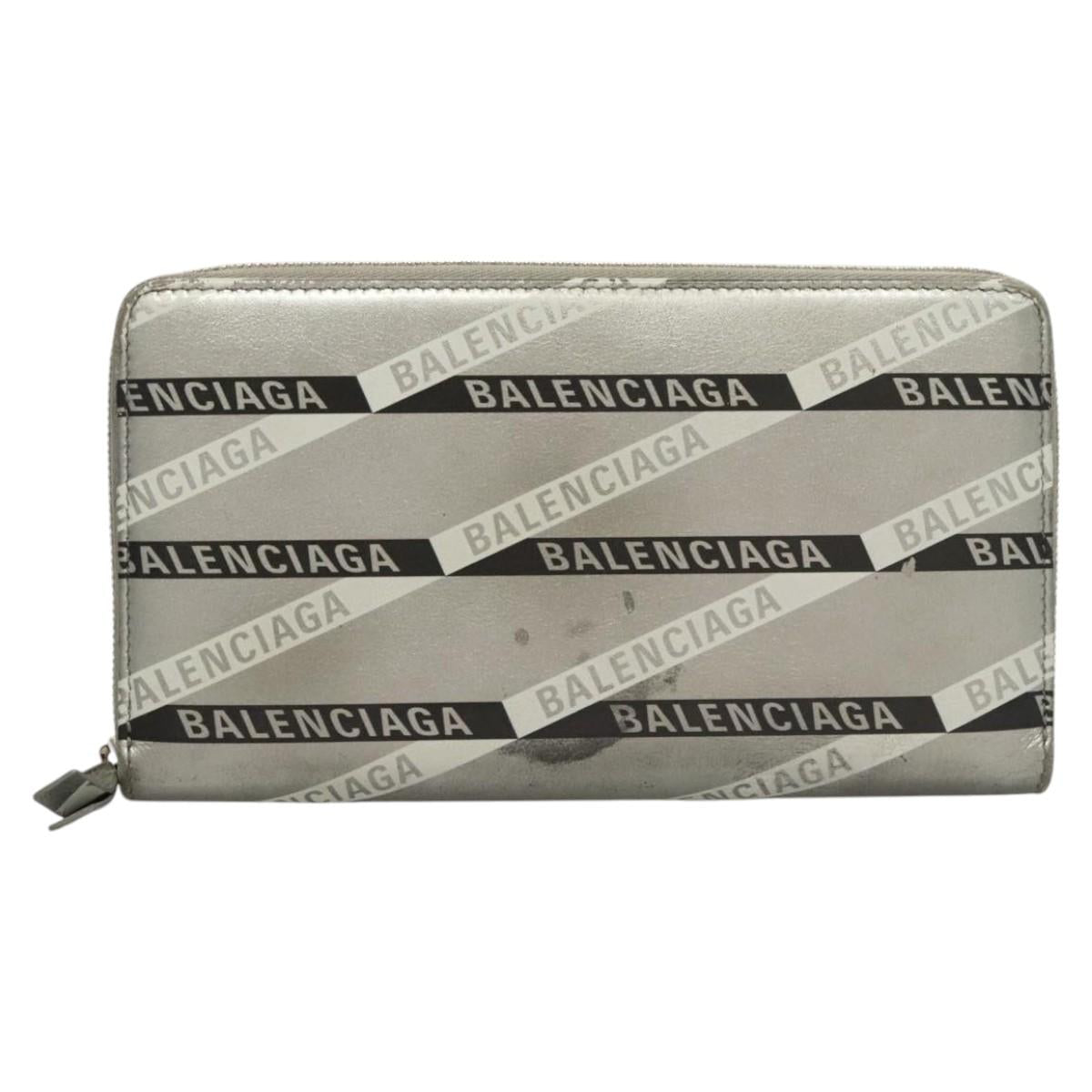 BALENCIAGA Wallet Leather Silver 551935 Auth bs24240