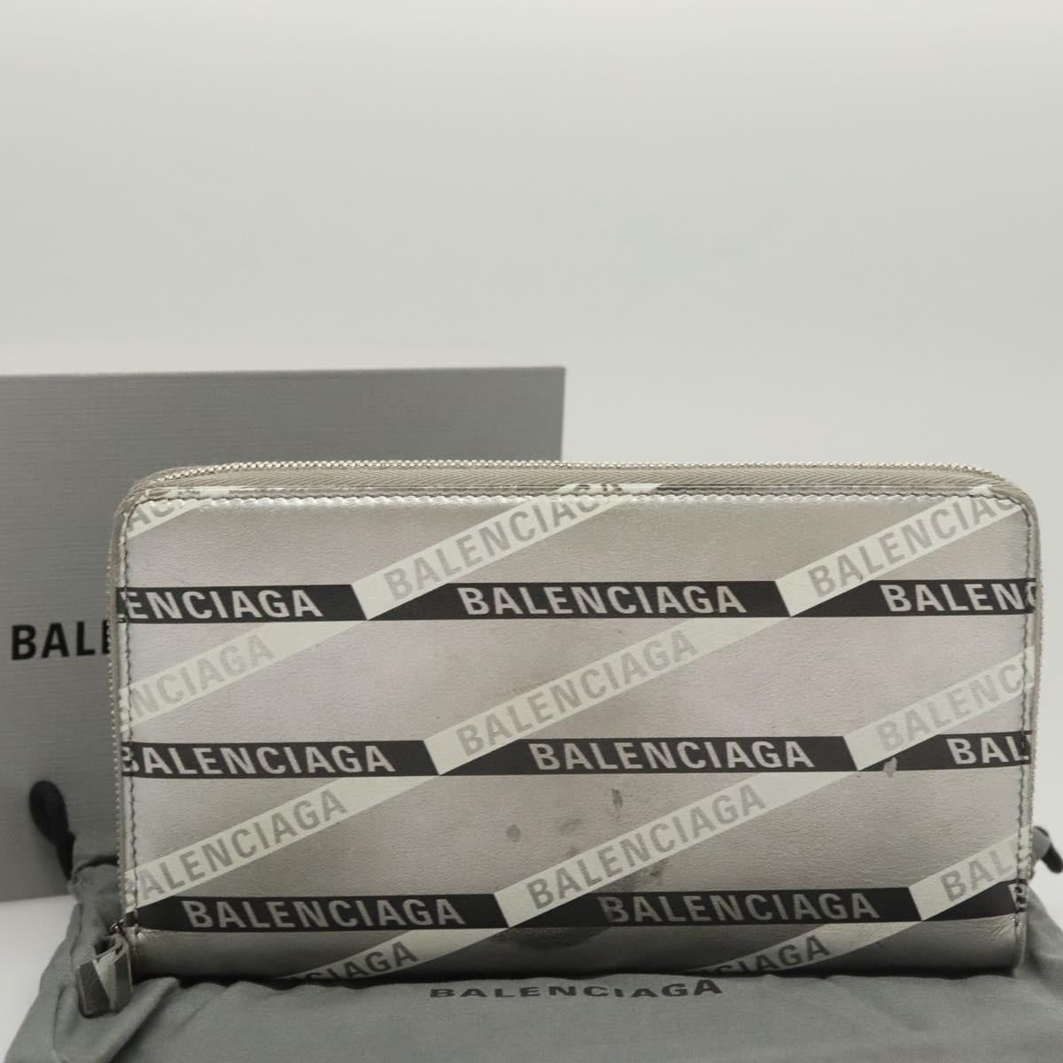 BALENCIAGA Wallet Leather Silver 551935 Auth bs24240