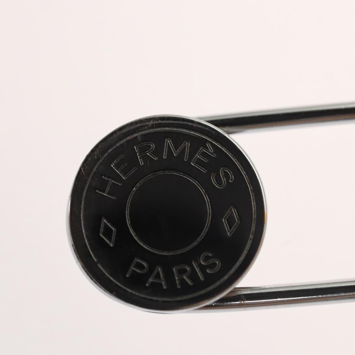 HERMES Serie Pin Brooch metal Silver Auth bs24245