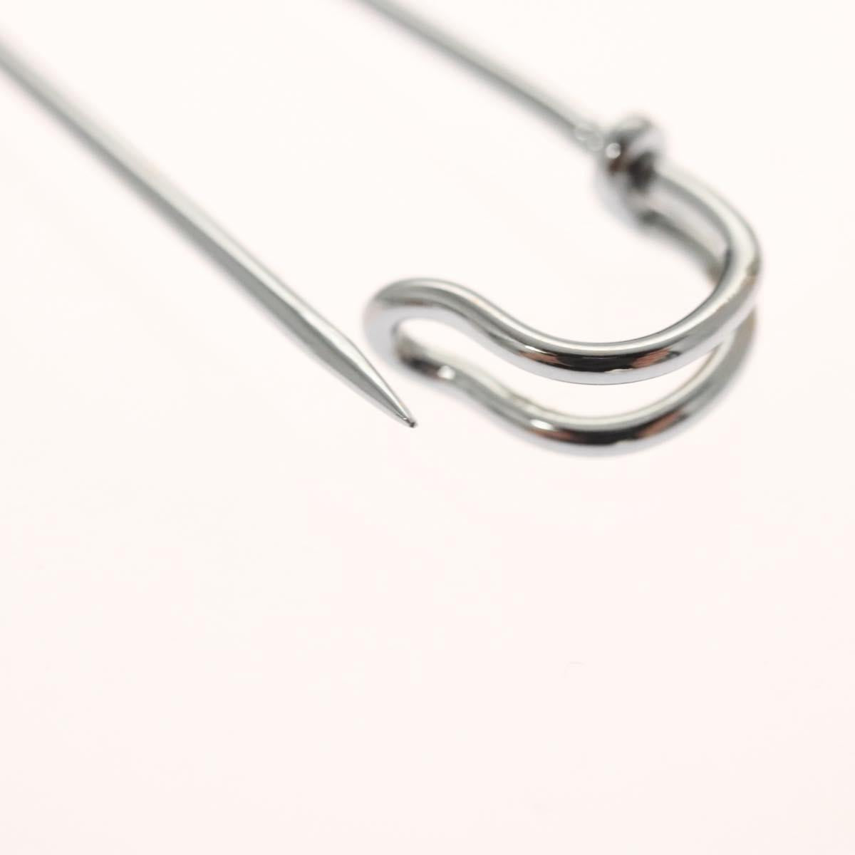 HERMES Serie Pin Brooch metal Silver Auth bs24245