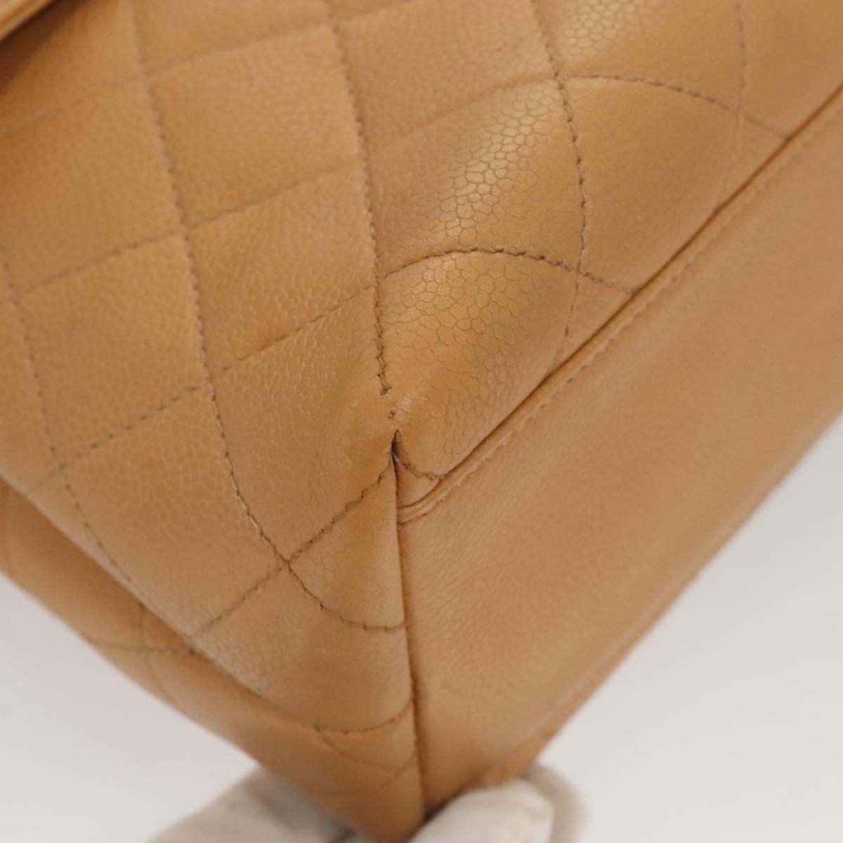 CHANEL Matelasse Hand Bag Calf Skin Beige CC Auth bs24263
