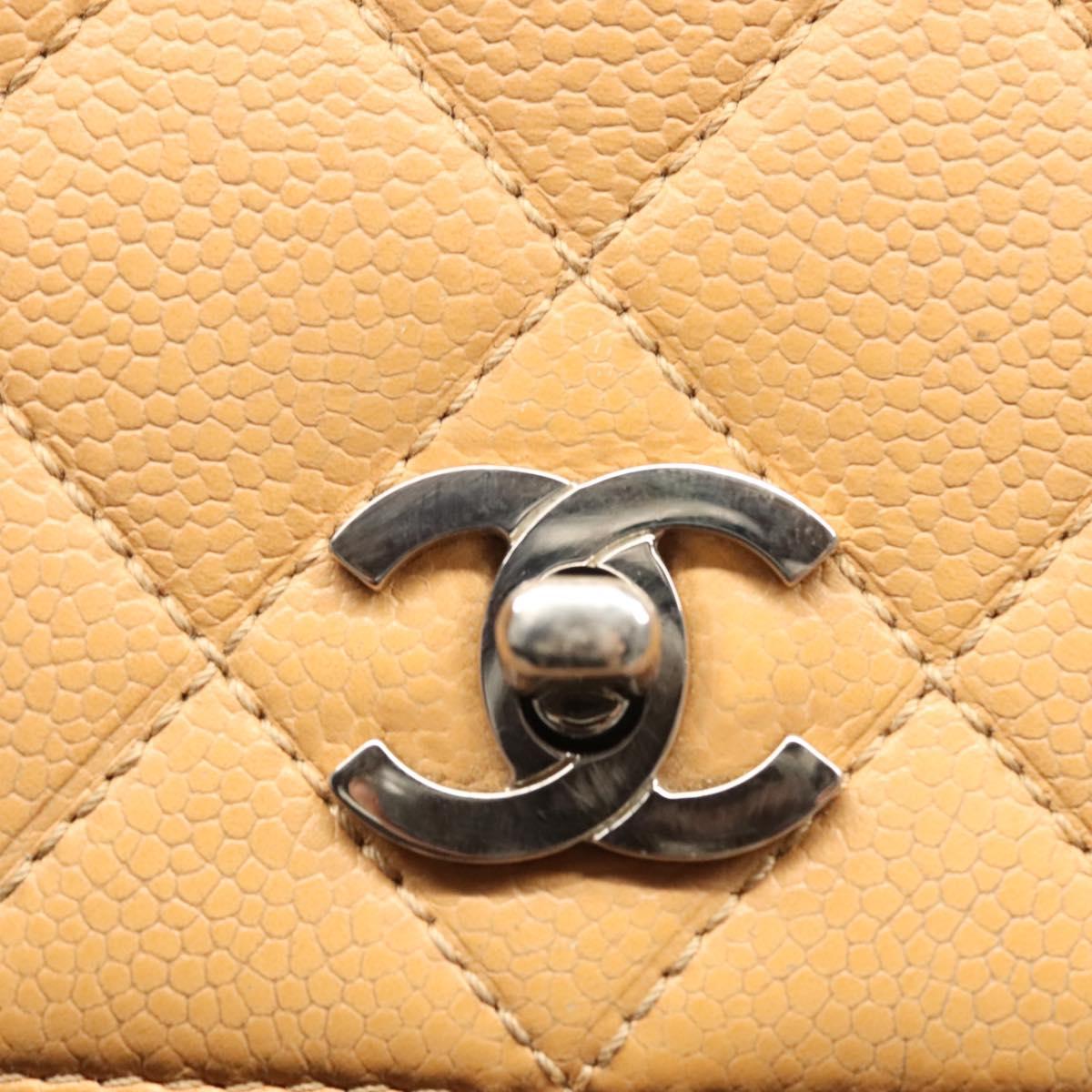 CHANEL Matelasse Hand Bag Calf Skin Beige CC Auth bs24263