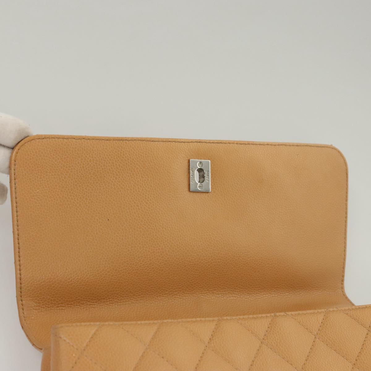 CHANEL Matelasse Hand Bag Calf Skin Beige CC Auth bs24263