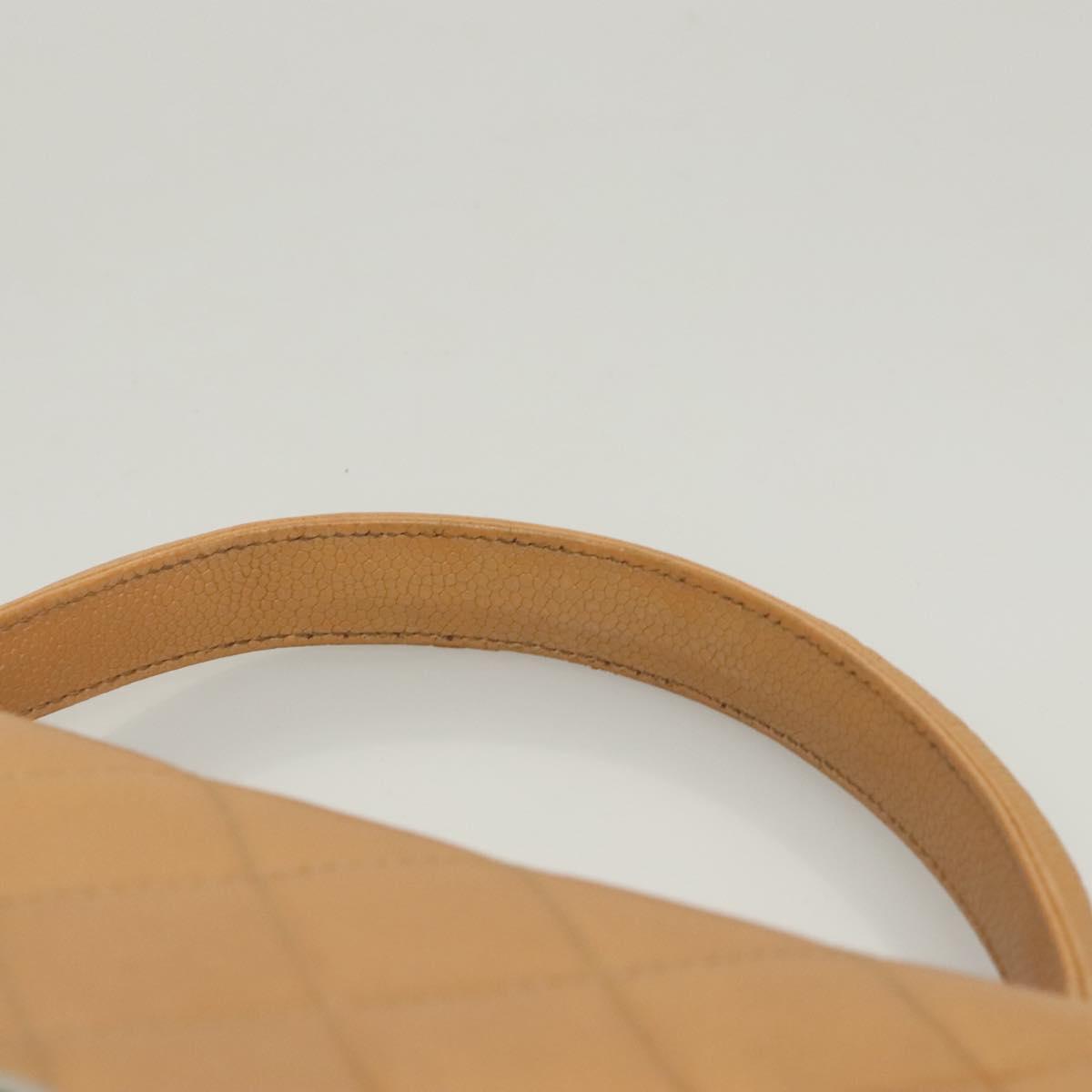 CHANEL Matelasse Hand Bag Calf Skin Beige CC Auth bs24263