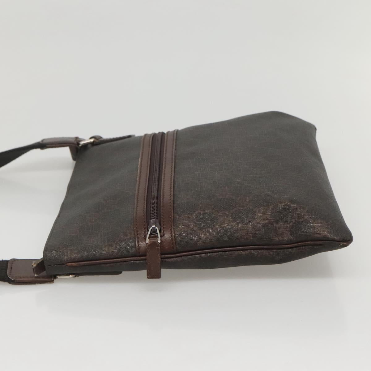 GUCCI GG Supreme Shoulder Bag PVC Outlet Brown Silver 264217 Auth bs24270