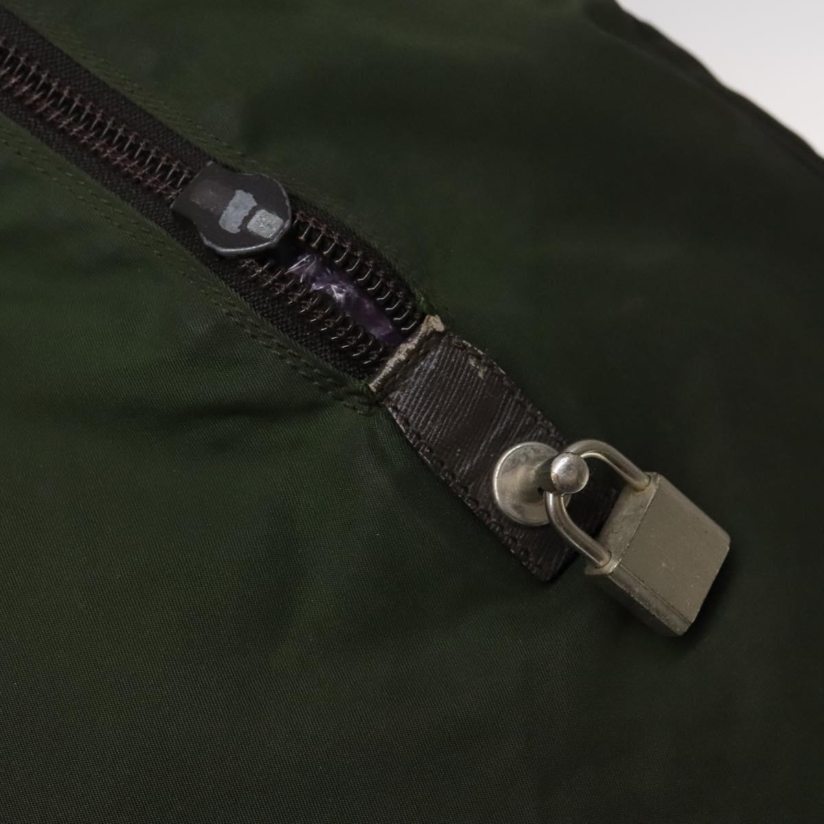 PRADA Boston Bag Nylon Khaki Auth bs24276