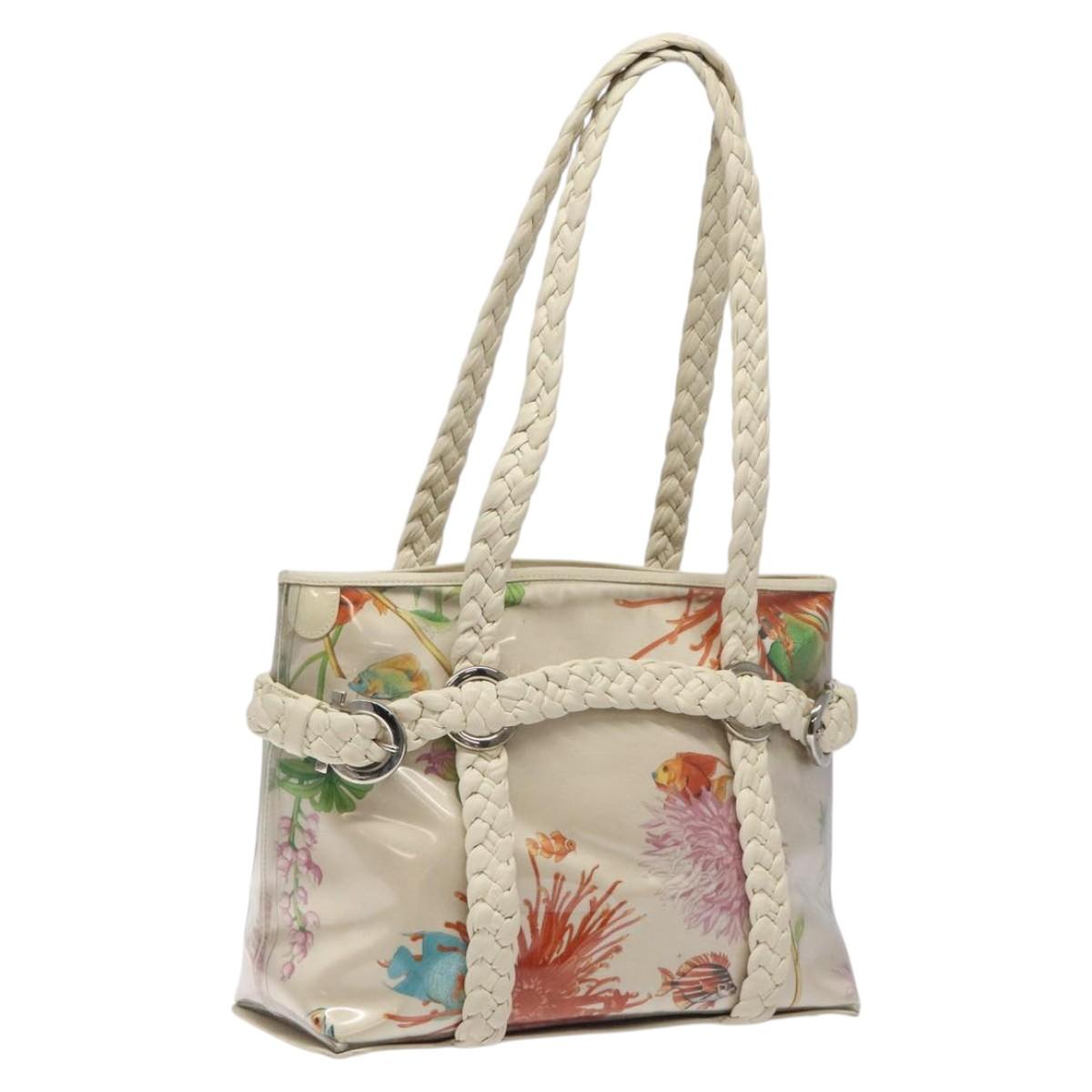 Salvatore Ferragamo Shoulder Bag Vinyl White Auth bs24291