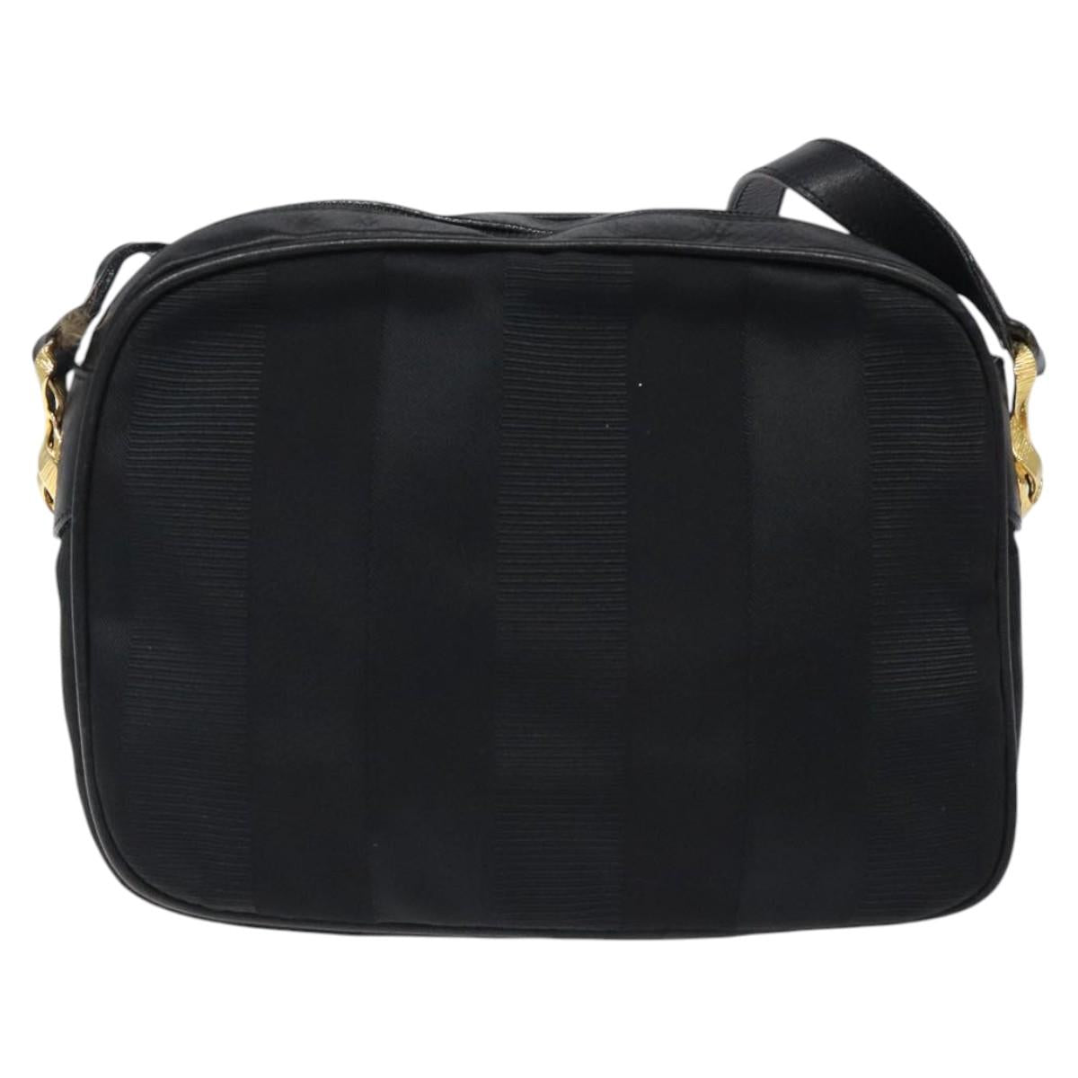 Salvatore Ferragamo Shoulder Bag Canvas Leather Black Auth bs24292