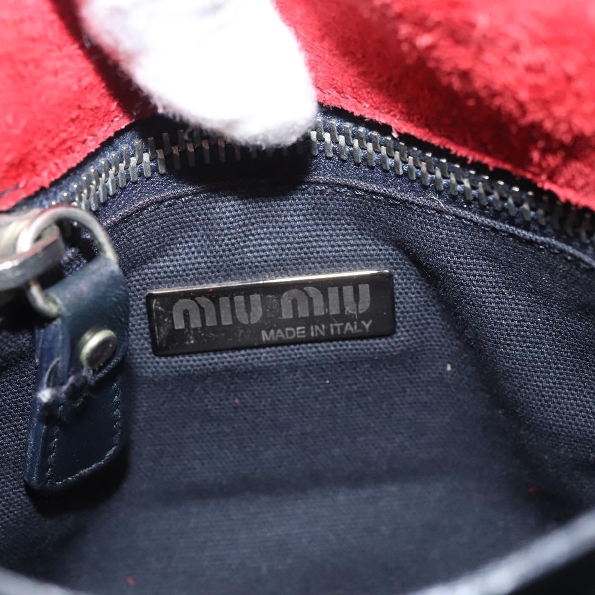 Miu Miu Shoulder Bag Suede Leather Red Black Auth bs24294