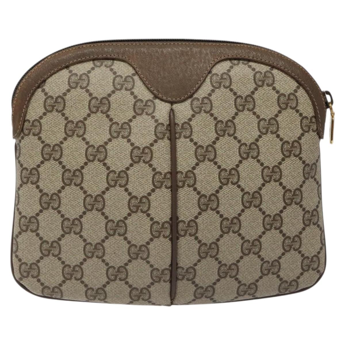 GUCCI GG Supreme Web Sherry Line Bag PVC Beige Gold 904 02 047 Auth bs24305